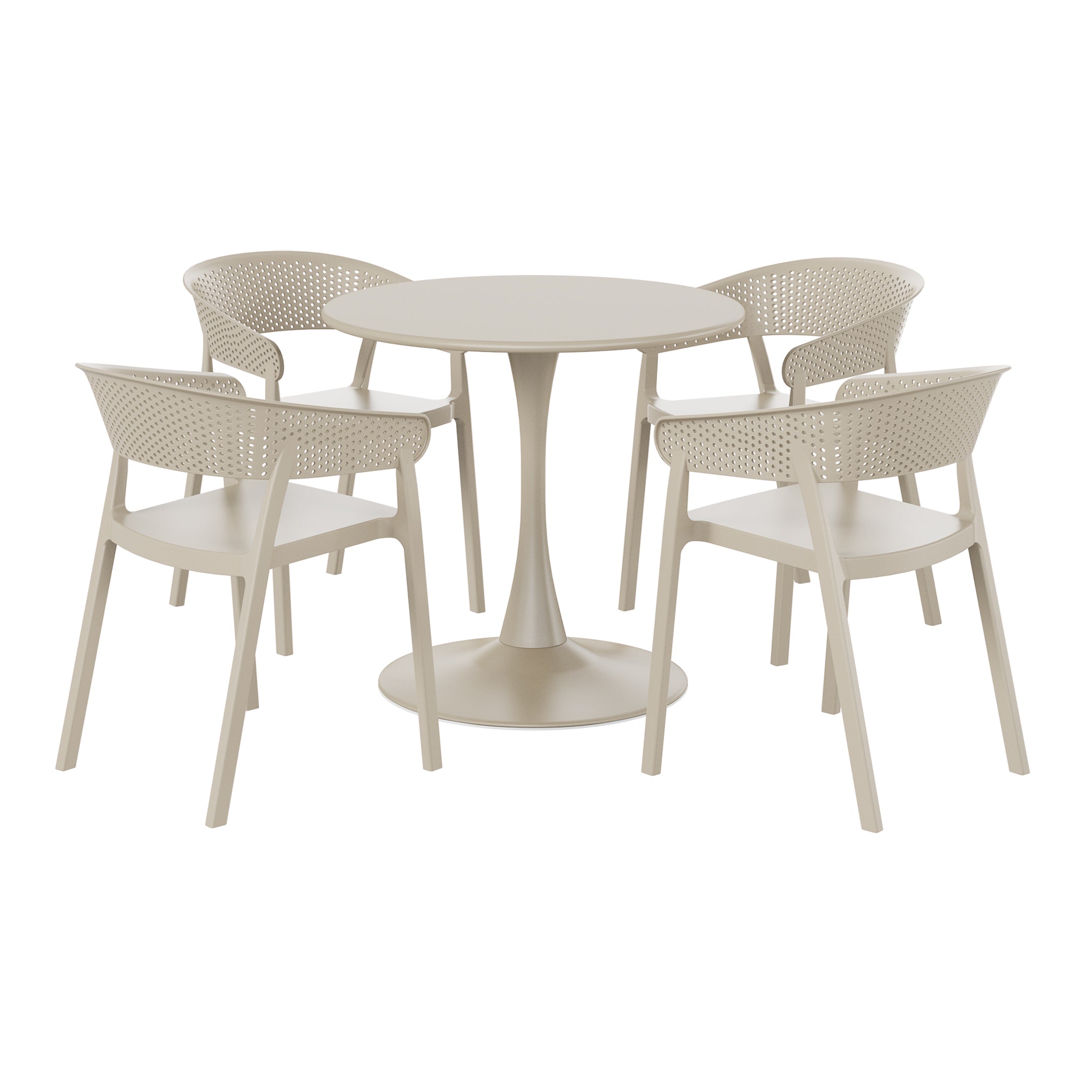 Sunshine 5-Piece Indoor Outdoor Metal Patio Dining Table Set With Stackable Patio Chairs