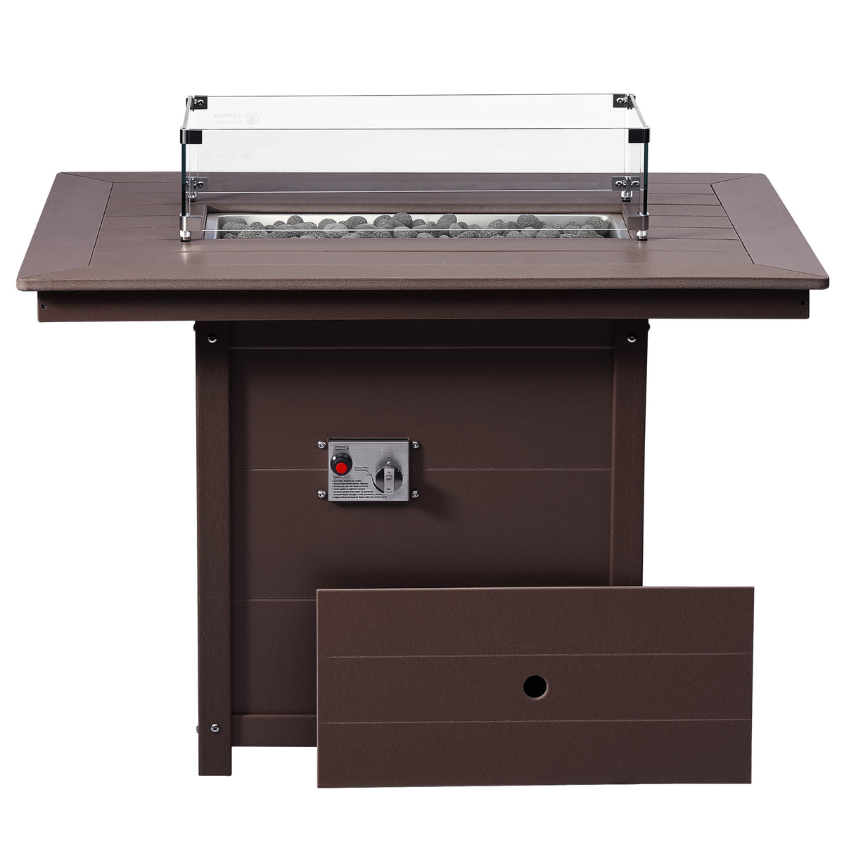 Sol 46" Modern Outdoor Patio Gas Propane Rectangular Fire Pit Table