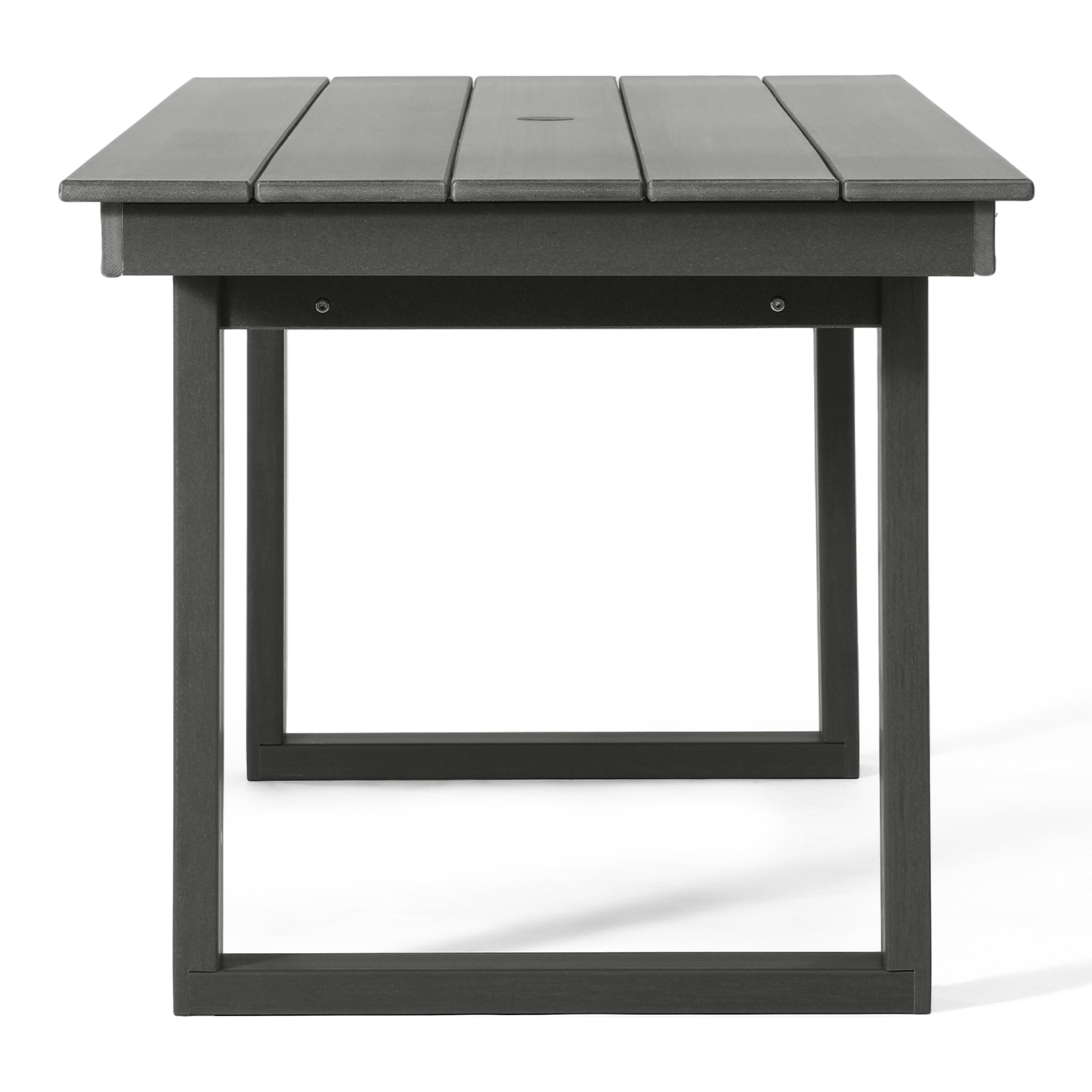 Cambria 68" Outdoor HDPE Modern Rectangular Patio Dining Table With Umbrella Hole