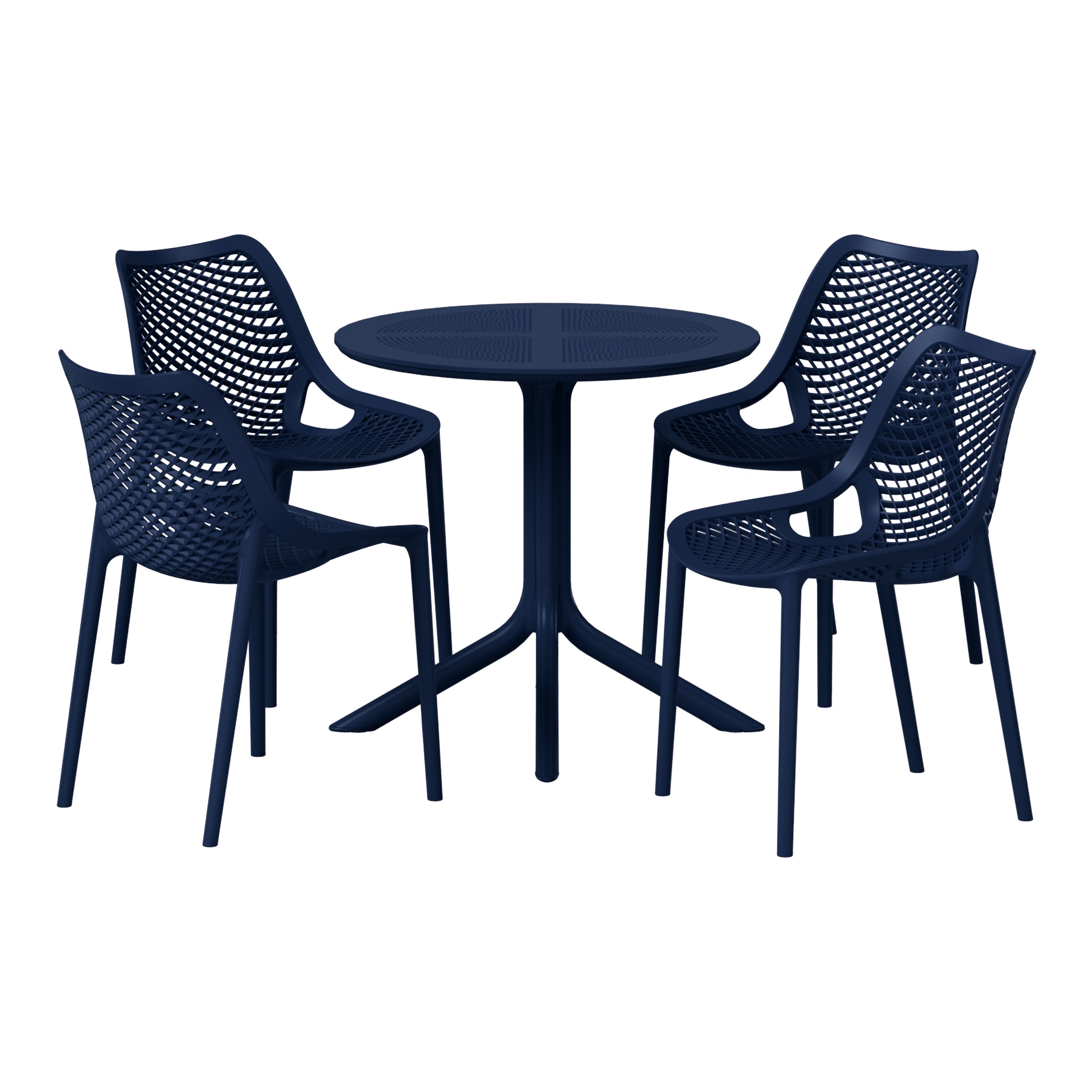 Sunshine 5-Piece Modern Round Patio Dining Table Set with Stackable Patio Dining Chairs