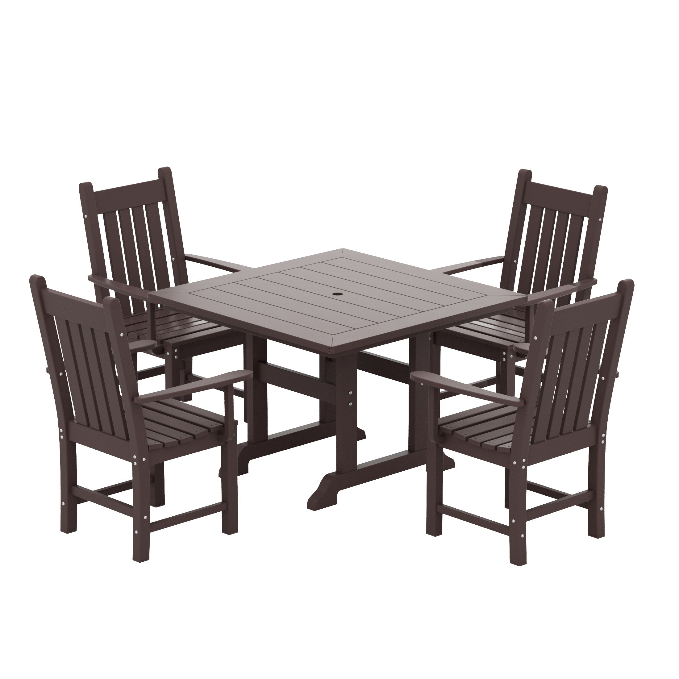 Paradise 5 Piece Outdoor Patio Dining Set Outdoor Square Table and Armchair Set