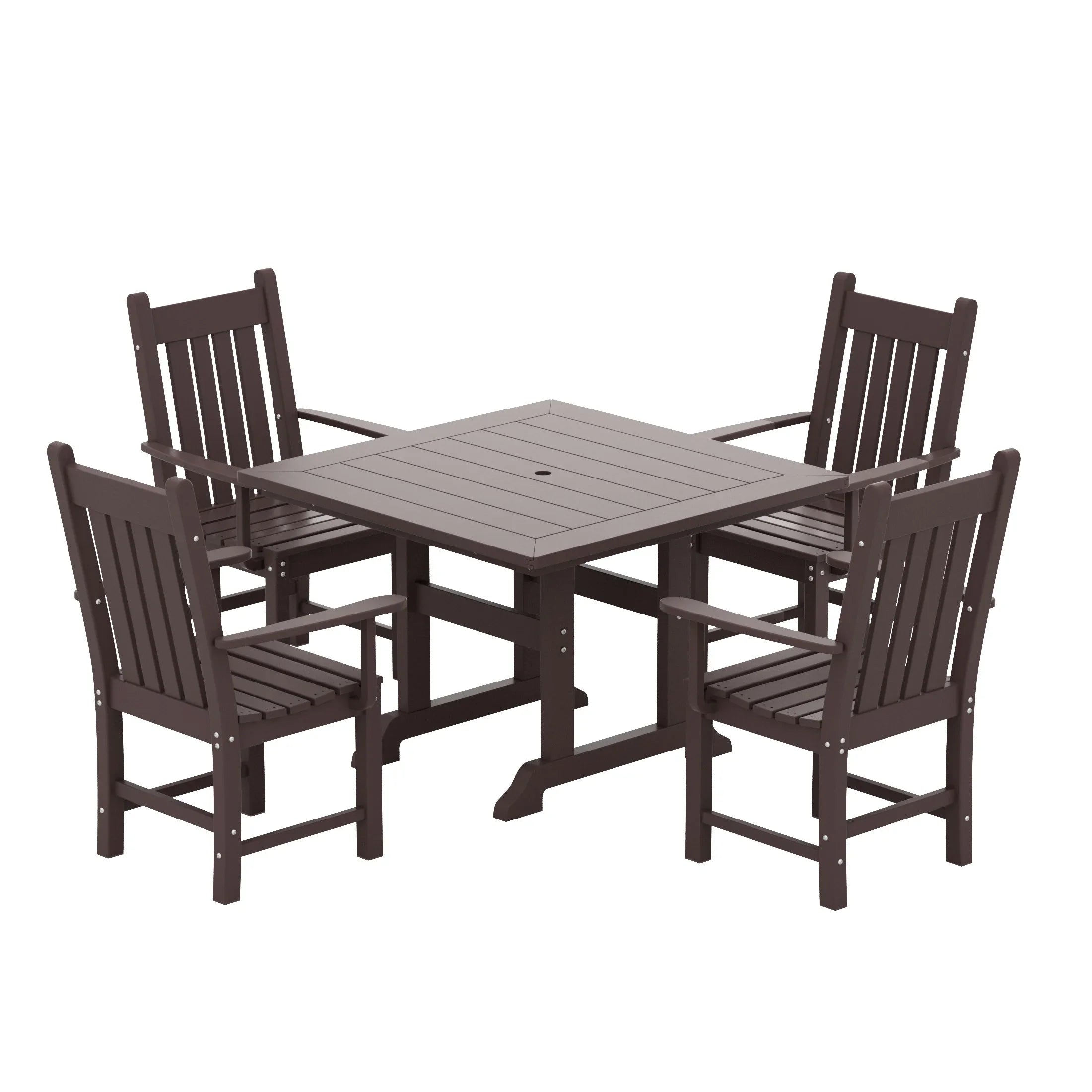 Paradise 5 Piece Outdoor Patio Dining Set Outdoor Square Table and Armchair Set