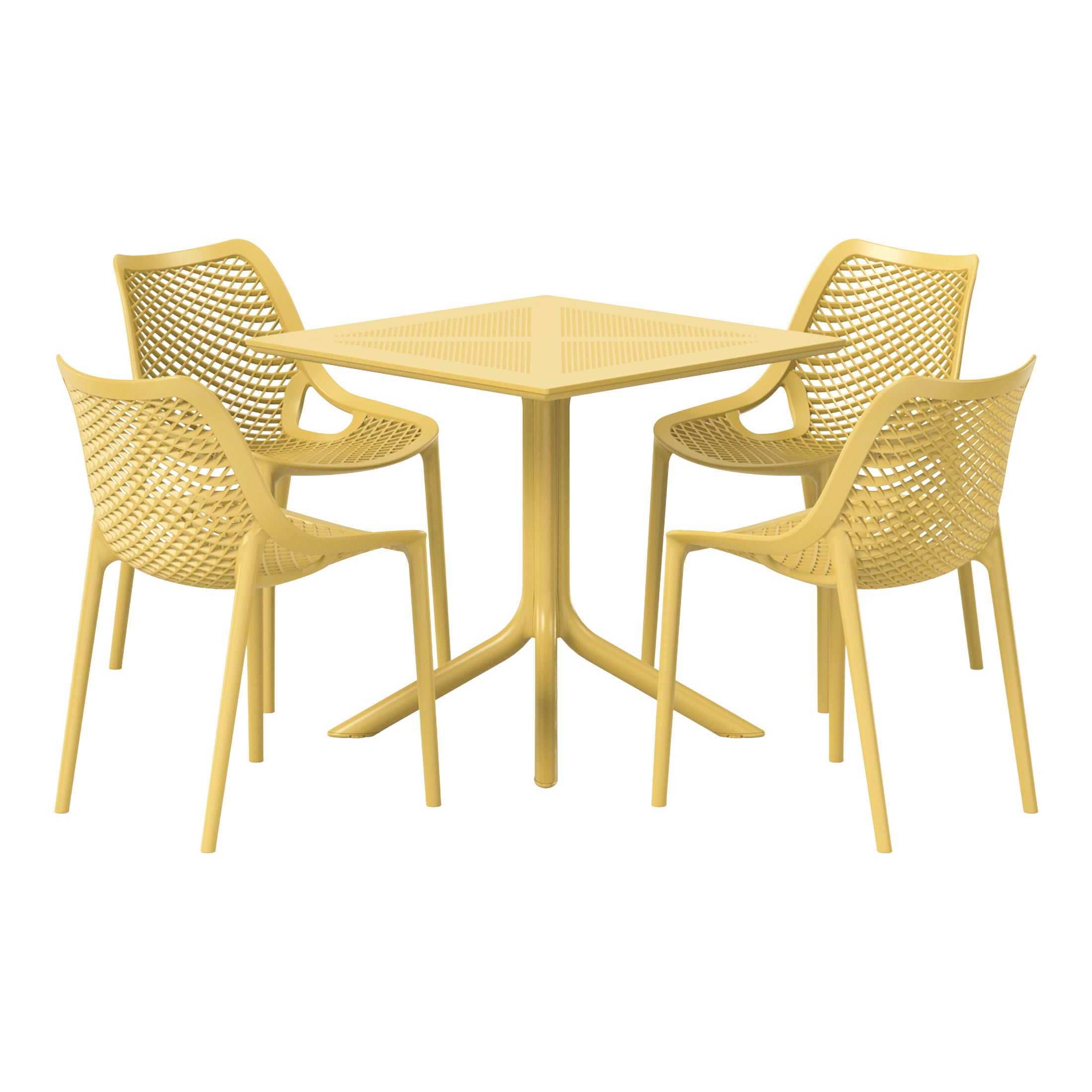 Sunshine 5-Piece Modern Square Patio Dining Table Set with Stackable Patio Dining Chairs