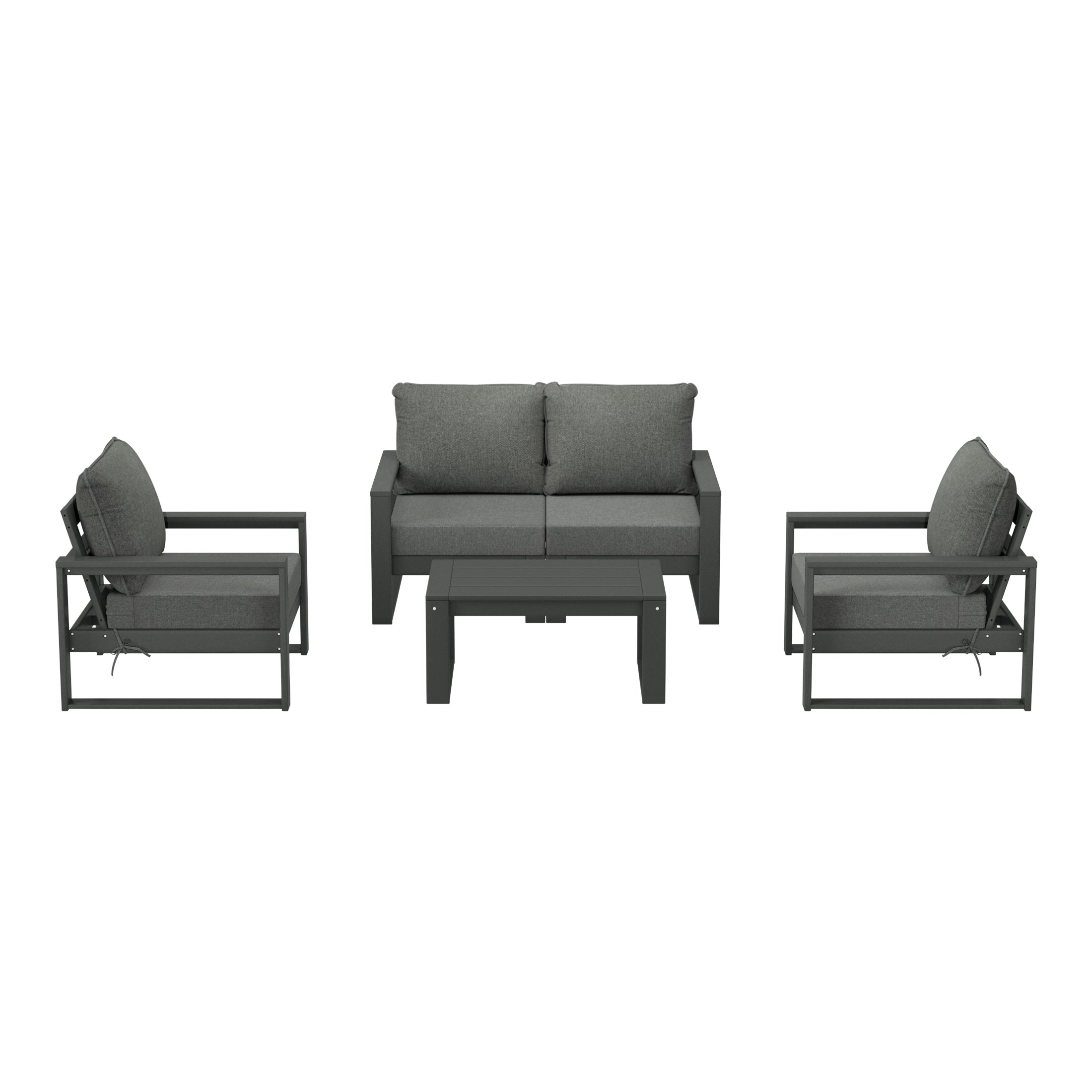 Rockaway 5-Piece Modern HDPE Outdoor Patio Furniture Sofa Conversation Set with Coffee Table