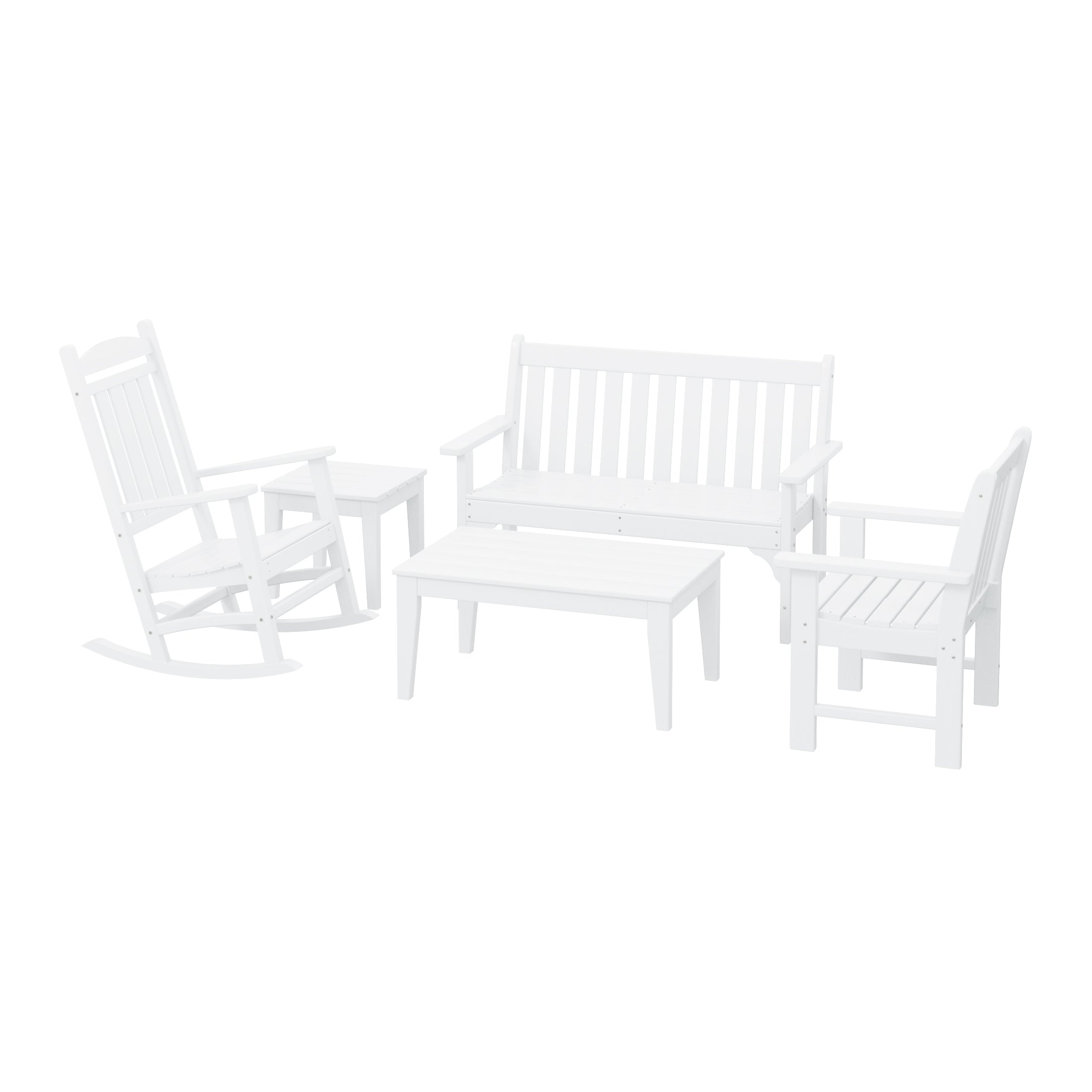 Paradise 5-Piece HDPE Outdoor Patio Furniture Couch and Rocking Chair Set