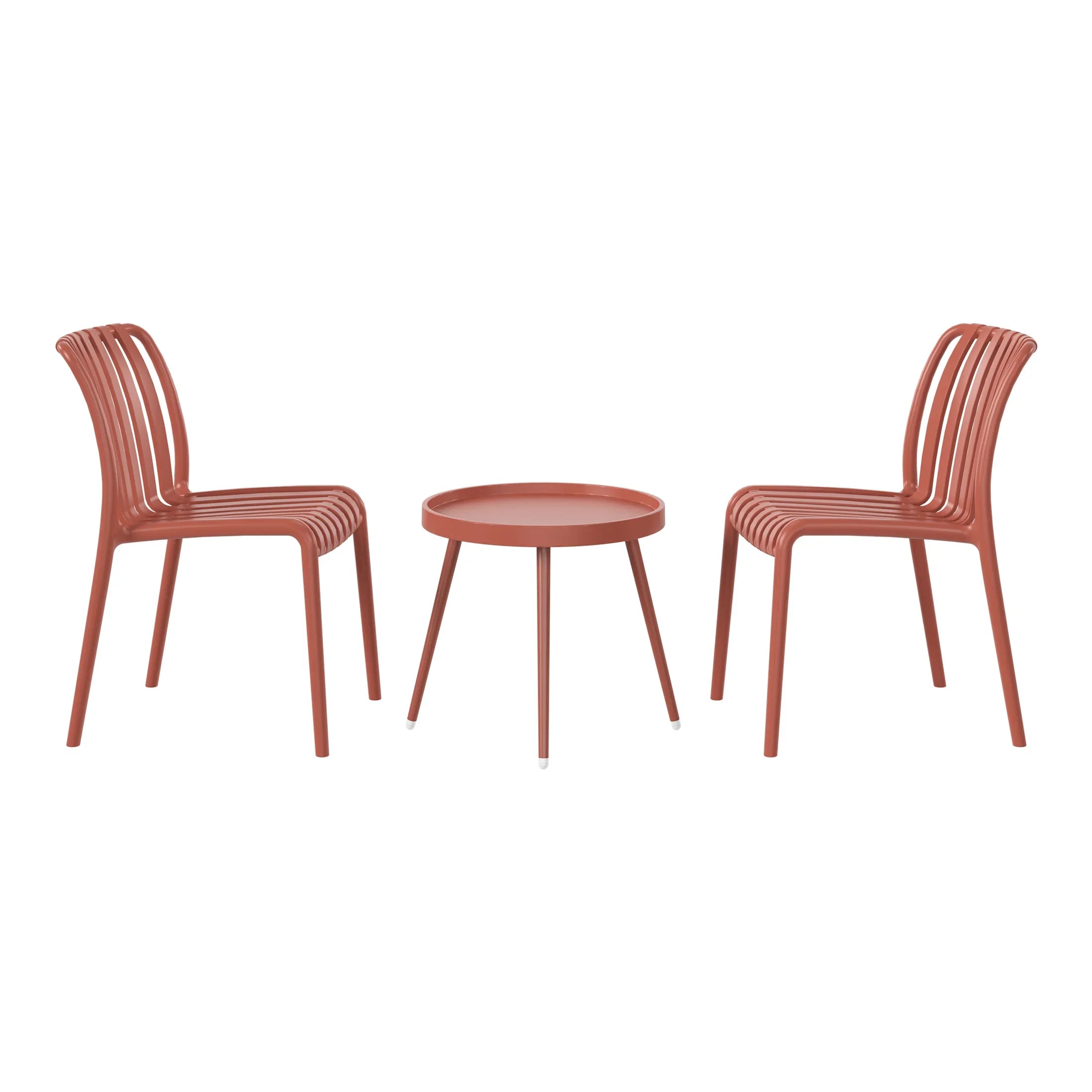 Sunshine 3-Piece Outdoor Patio Bistro Balcony Furniture Set With Stackable Chairs