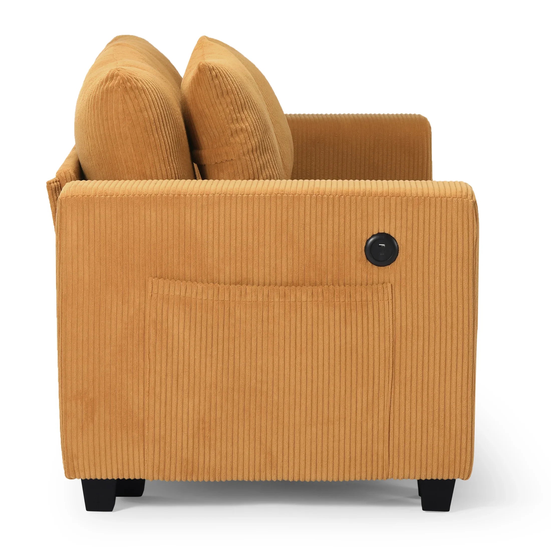 Ava 70" Modular Corduroy Loveseat Sofa With USB/Type-C Ports and Side Pockets