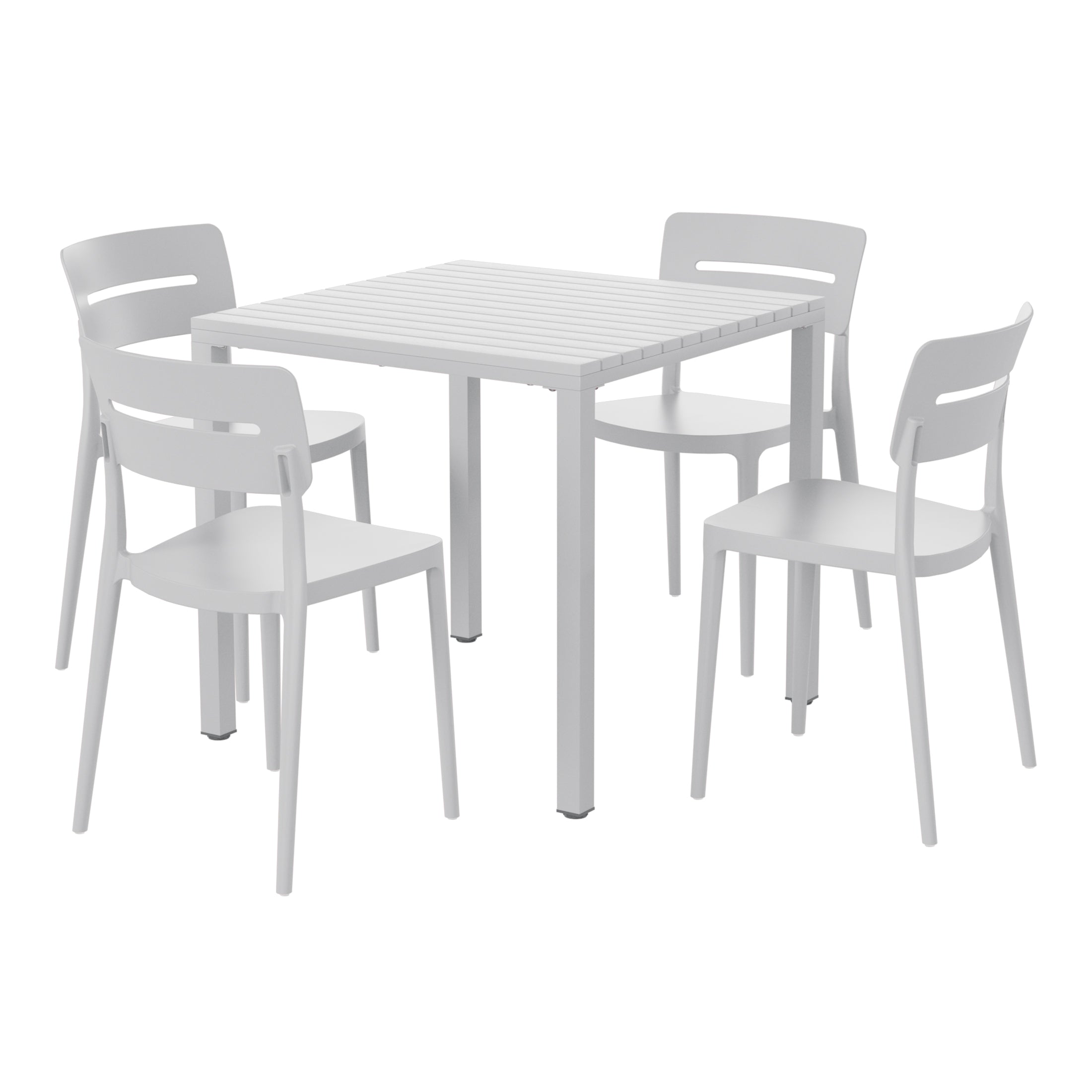 Sunshine 5-Piece Outdoor Metal Frame Dining Table Patio Set with Stackable Patio Dining Chairs