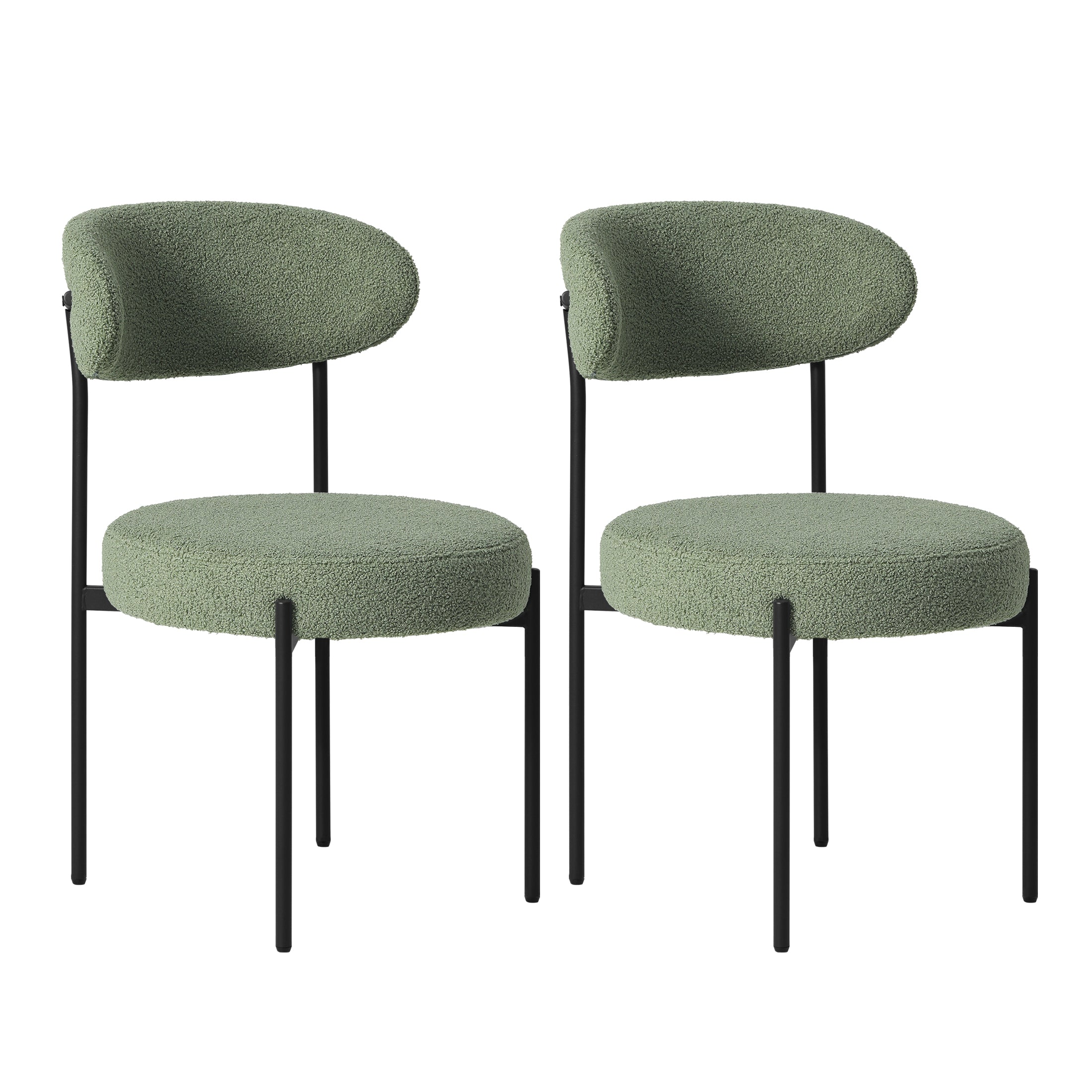 Celine Mid-Century Modern Upholstered Sherpa Round Dining Chairs (Set of 2)