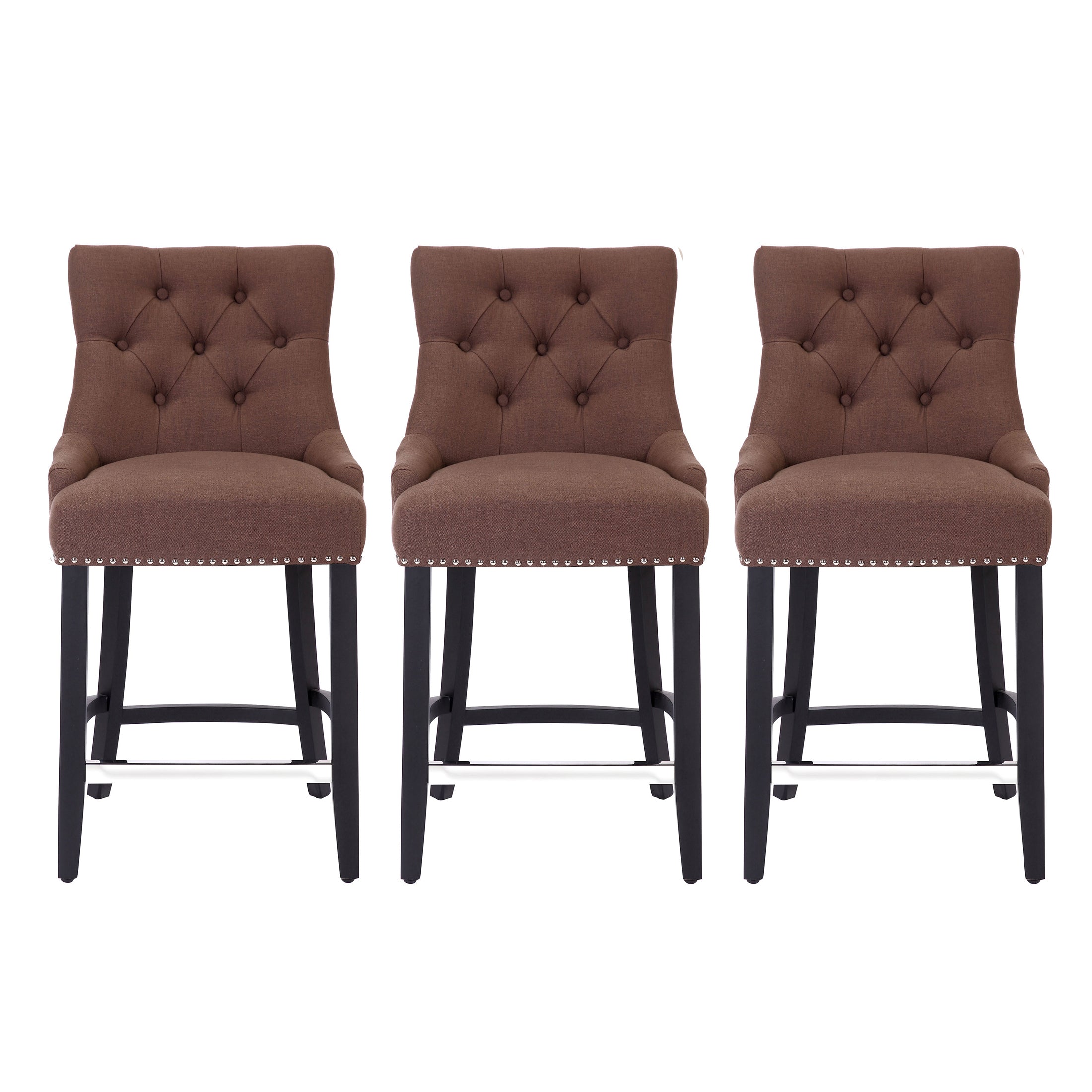 Bellmount 24" Upholstered Wood Counter Stool with Tufted Back (Set of 3)