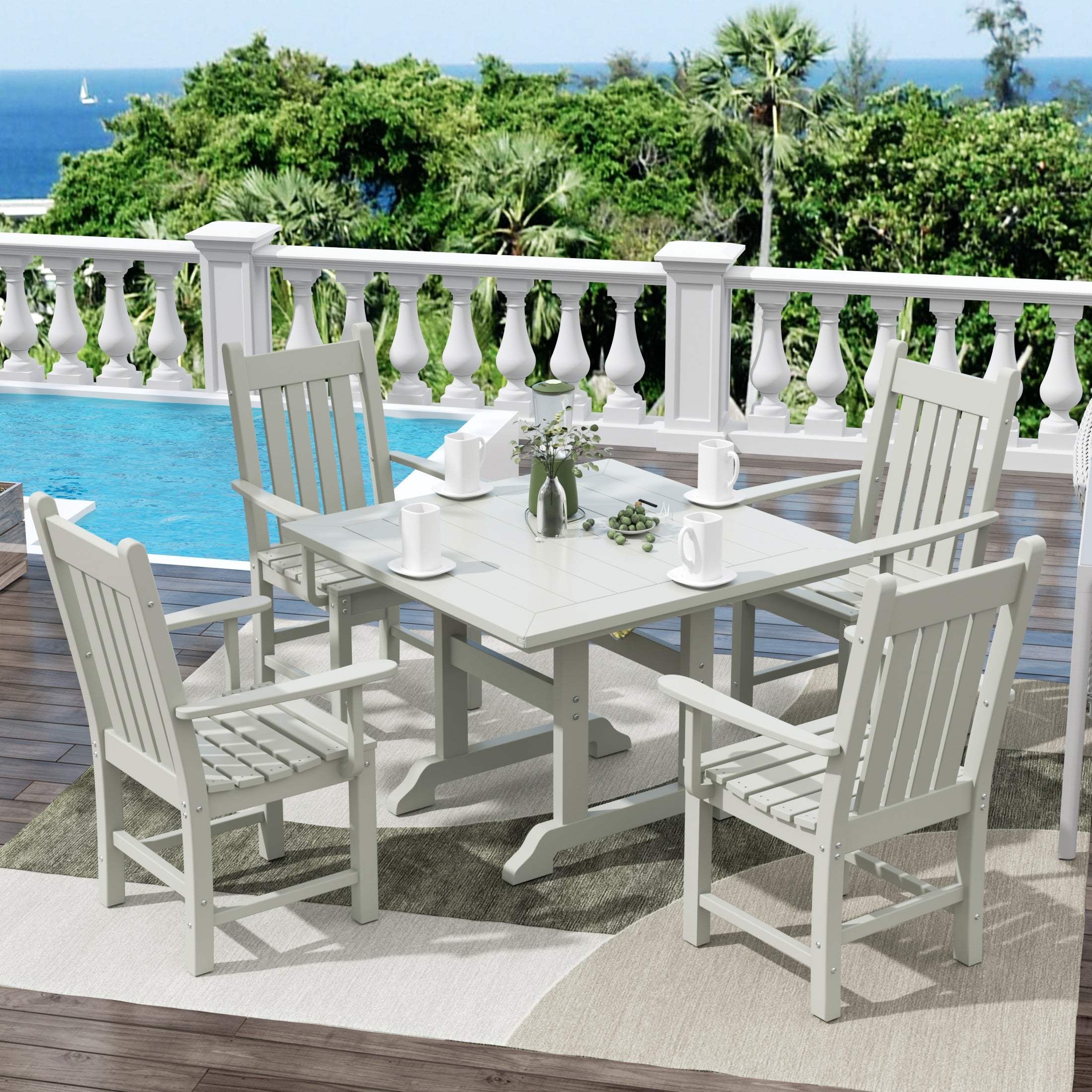 Paradise 5 Piece Outdoor Patio Dining Set Outdoor Square Table and Armchair Set