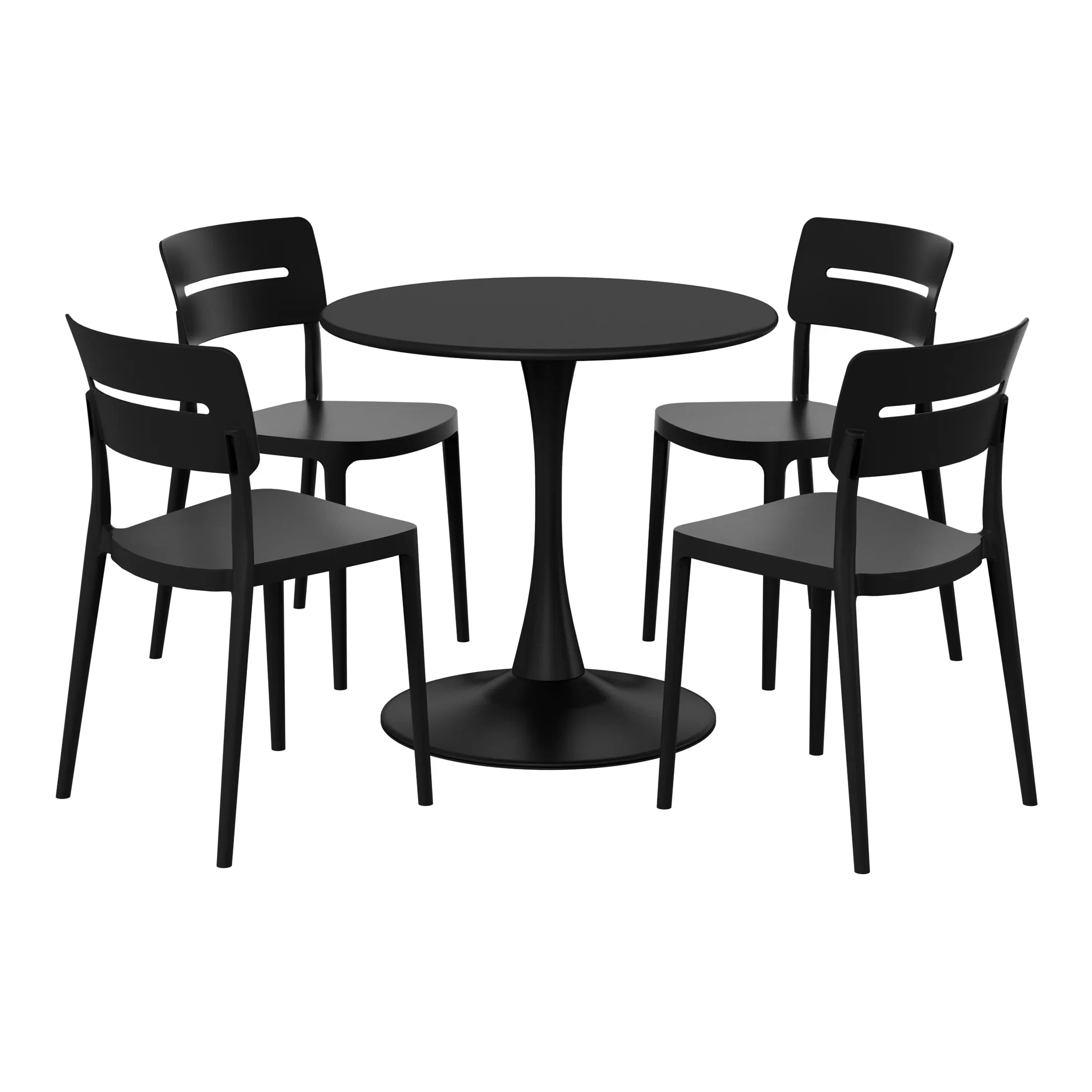 Sunshine 5-Piece Outdoor Indoor Round Metal Patio Dining Table Set With Stackable Patio Chairs