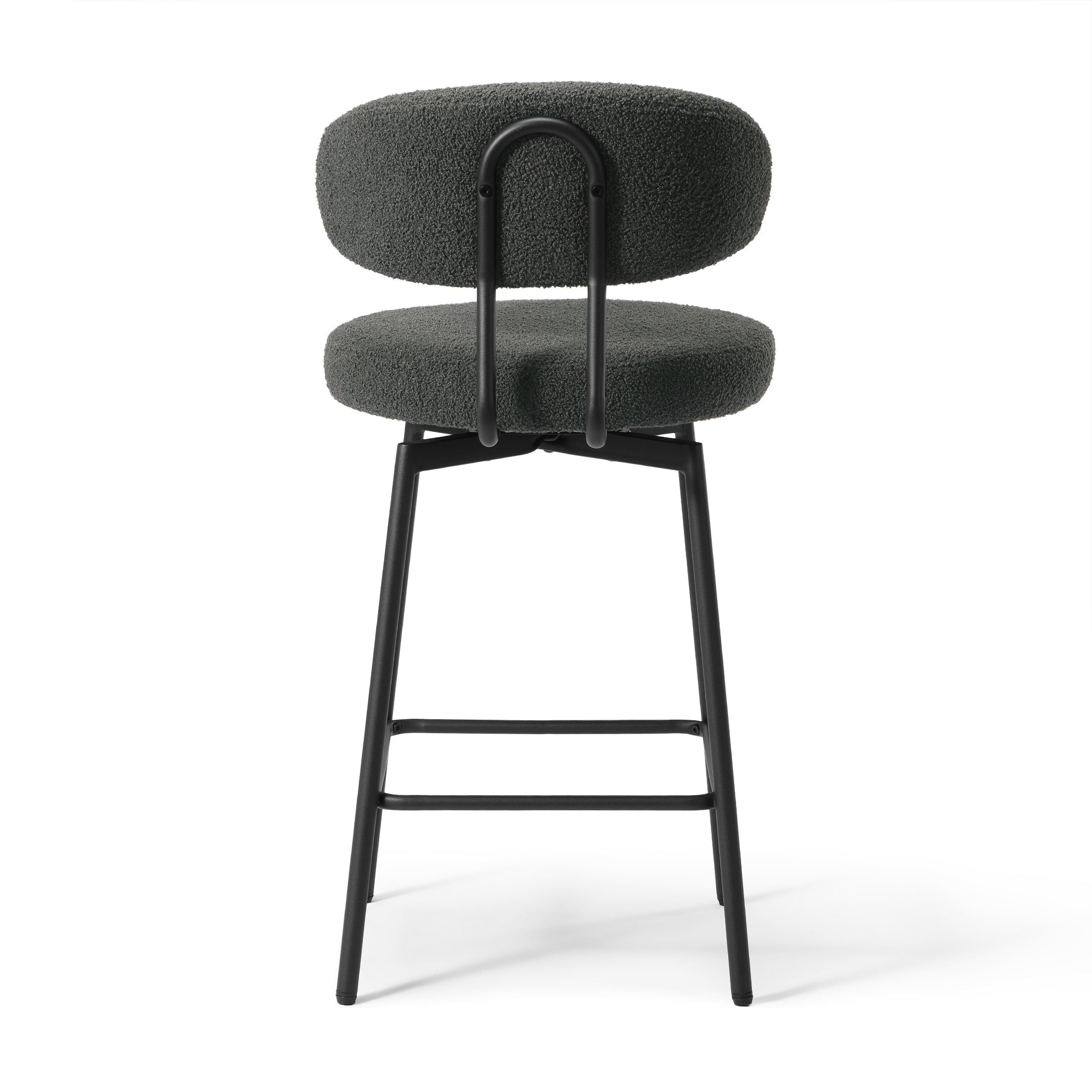 Celine Modern Upholstered Sherpa Fabric Counter Height Bar Stools with Back (Set of 2)