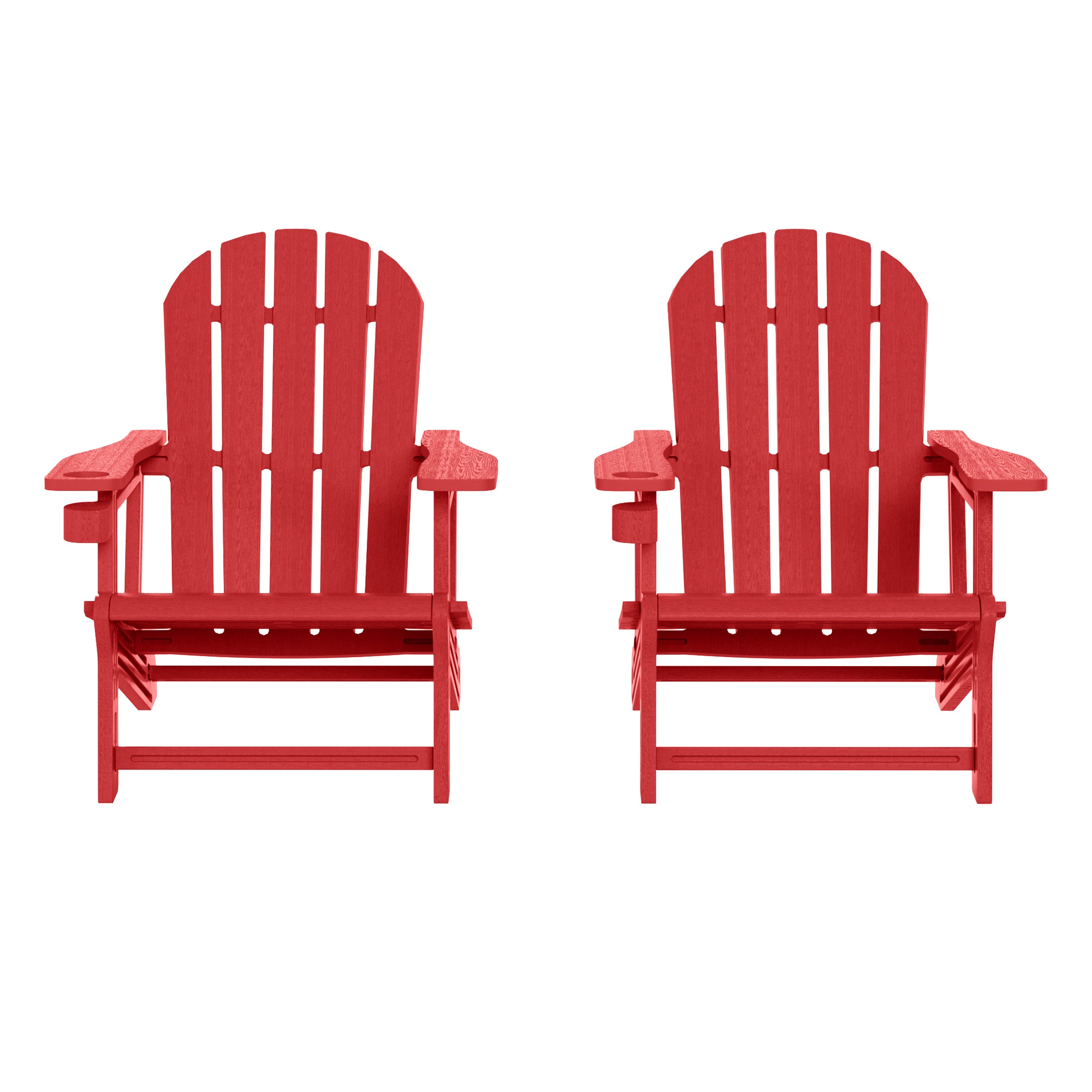 Cayman Tool-Free Assembly Outdoor Patio HDPE Plastic Adirondack Chair with Cup Holder (Set of 2)
