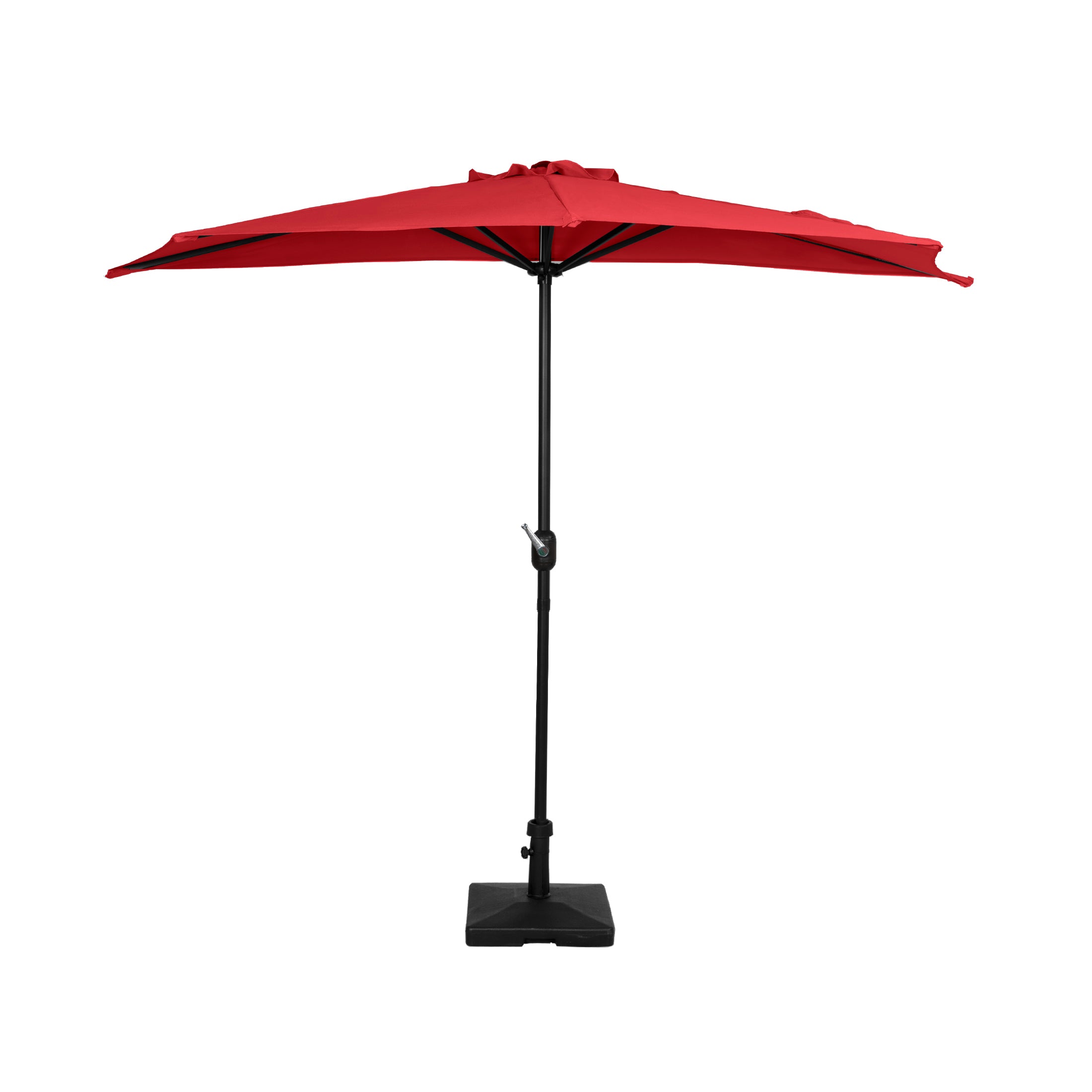 Easton 9 ft. Aluminum Half Market Crank Lift Patio Umbrella with Base