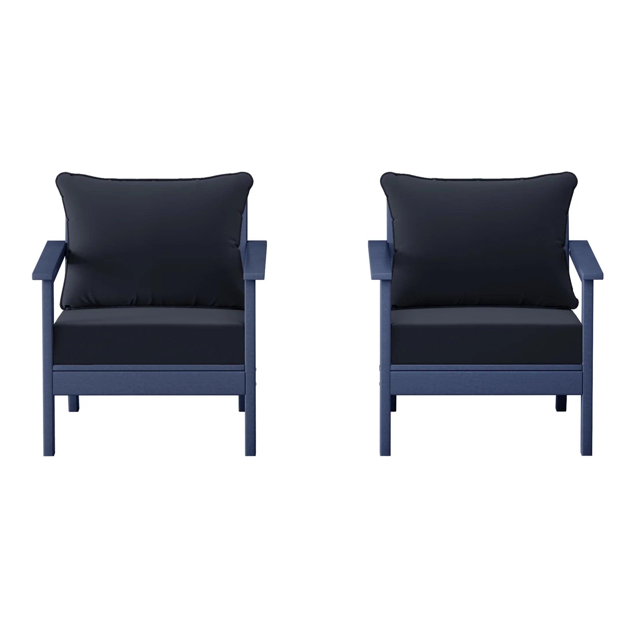 Portsmouth Outdoor Modern HDPE Patio Club Chairs with Deep Seat Cushions (Set of 2)