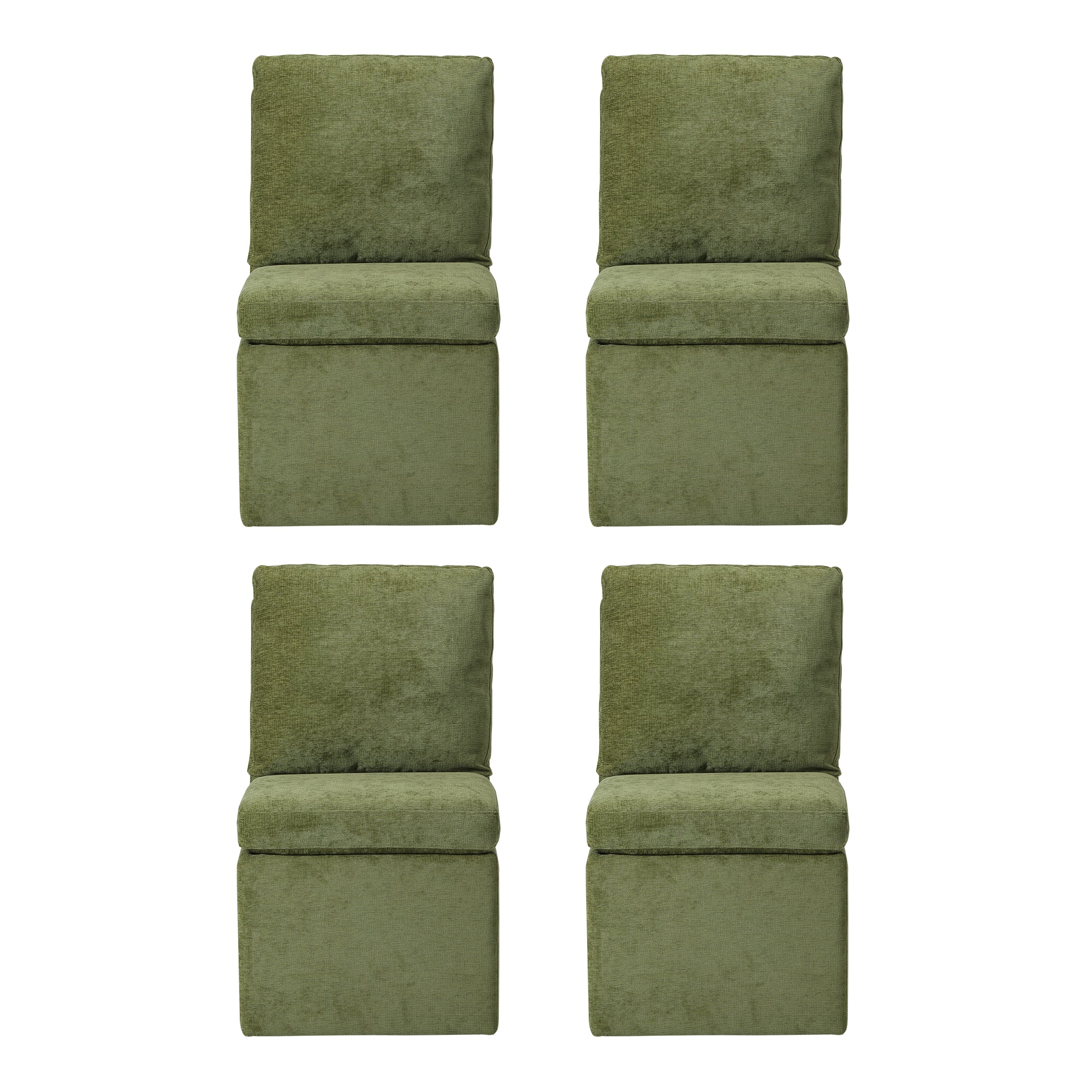 Danburry Modern Upholstered Chenille Armless Dining Chairs With Casters (Set of 4)