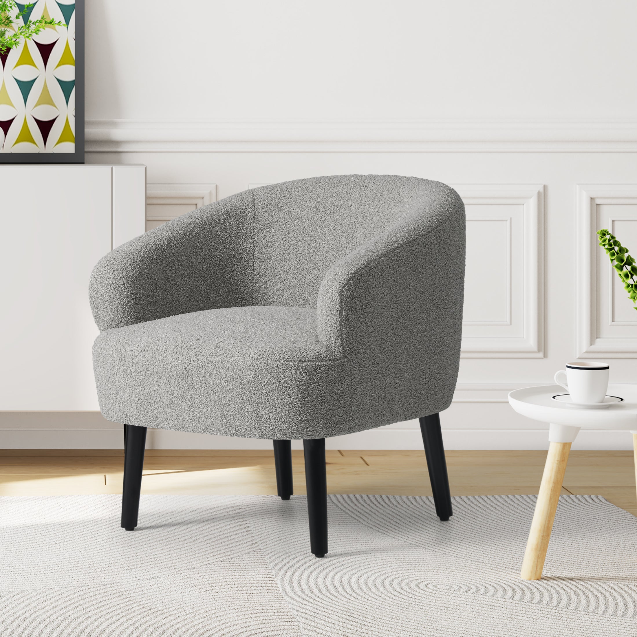 Celine 29" Wide Mid Century Modern Club Barrel Accent Armchair