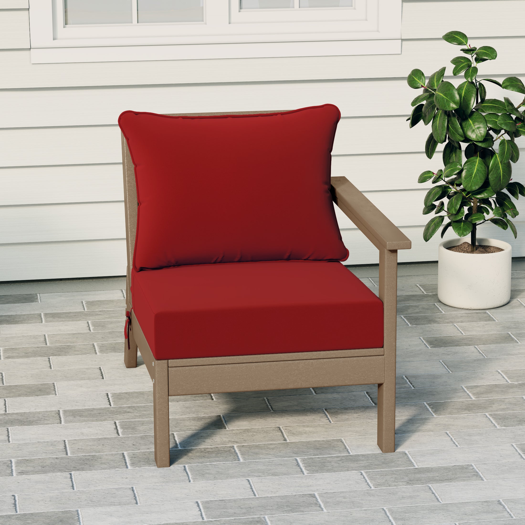 Portsmouth Outdoor Patio HDPE Right Arm Sectional Corner Club Chair with Patio Cushions