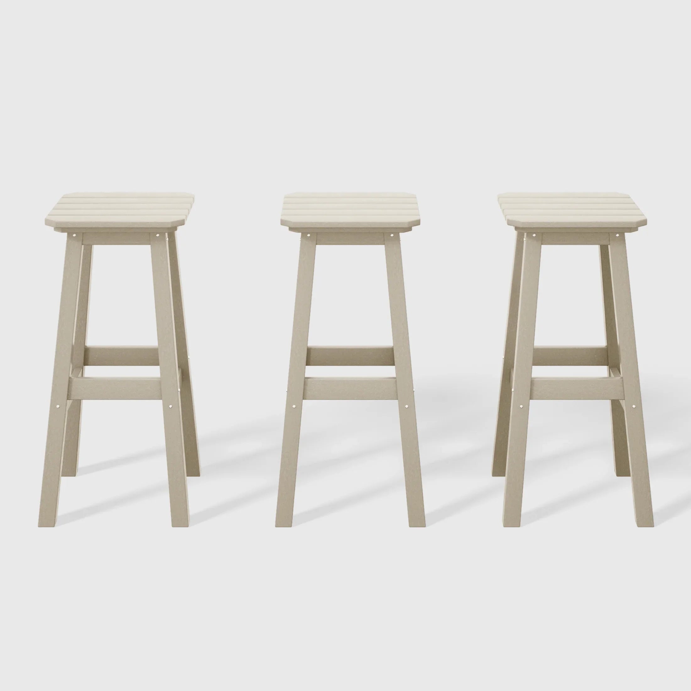 Paradise 29" HDPE Outdoor Patio Square Bar Stools (Set of 3)