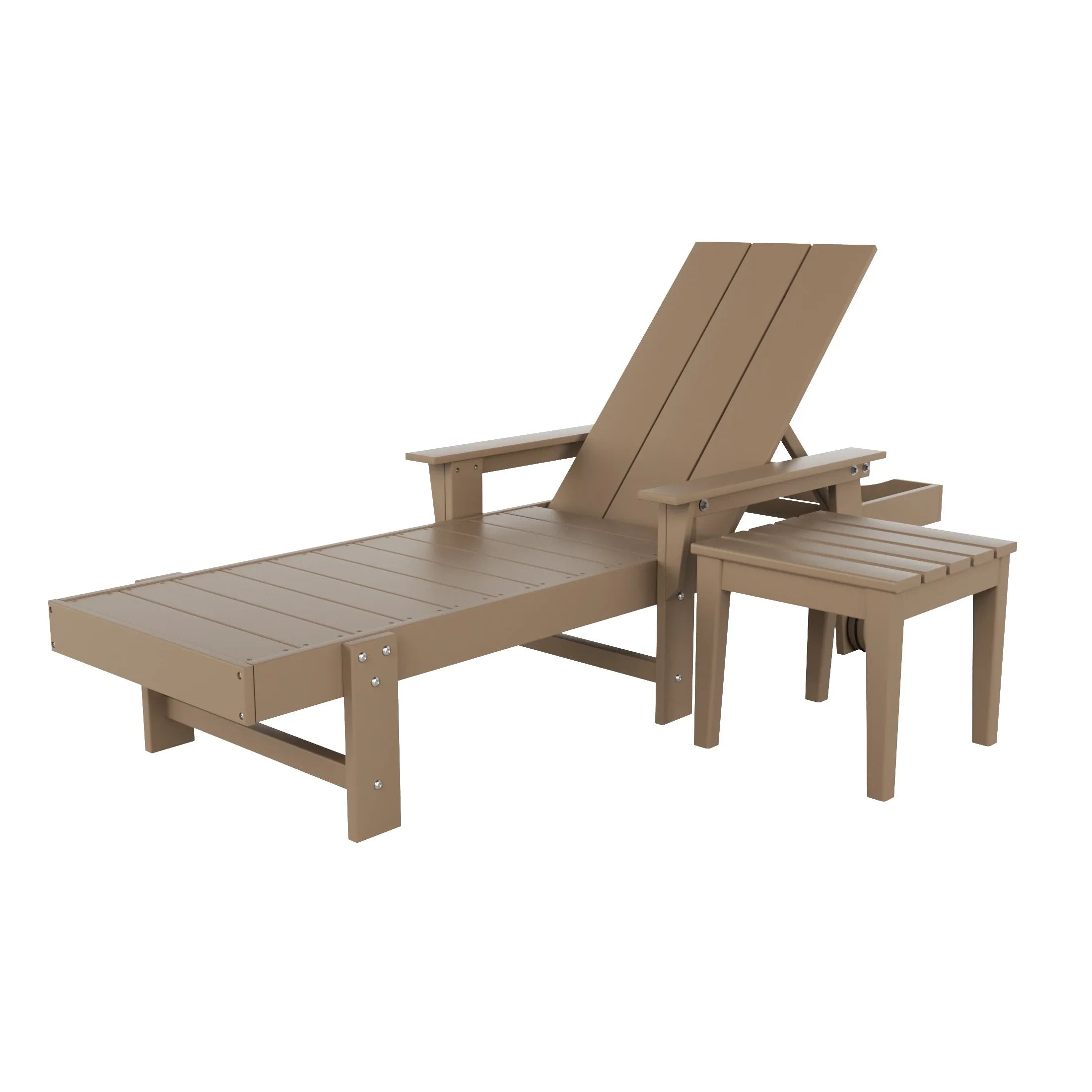 Palms Modern Reclining Chaise Lounge with Side Table 2-Piece Set