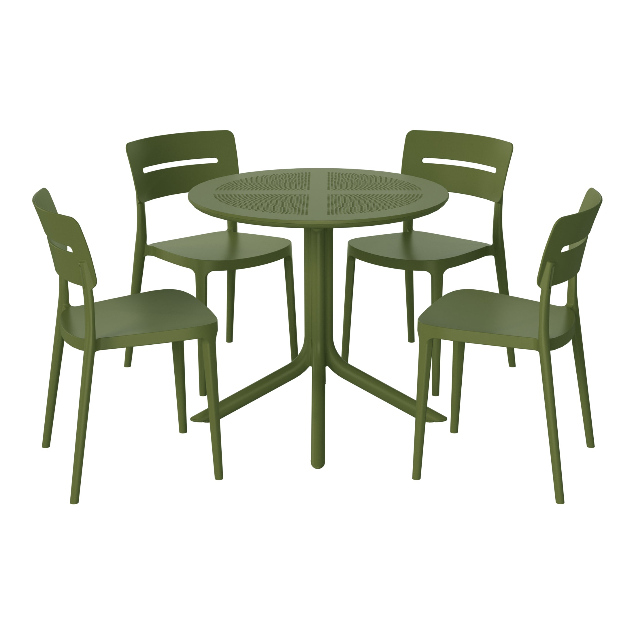 Sunshine Modern 5-Piece Resin Round Patio Dining Table Set with Stackable Patio Dining Chairs