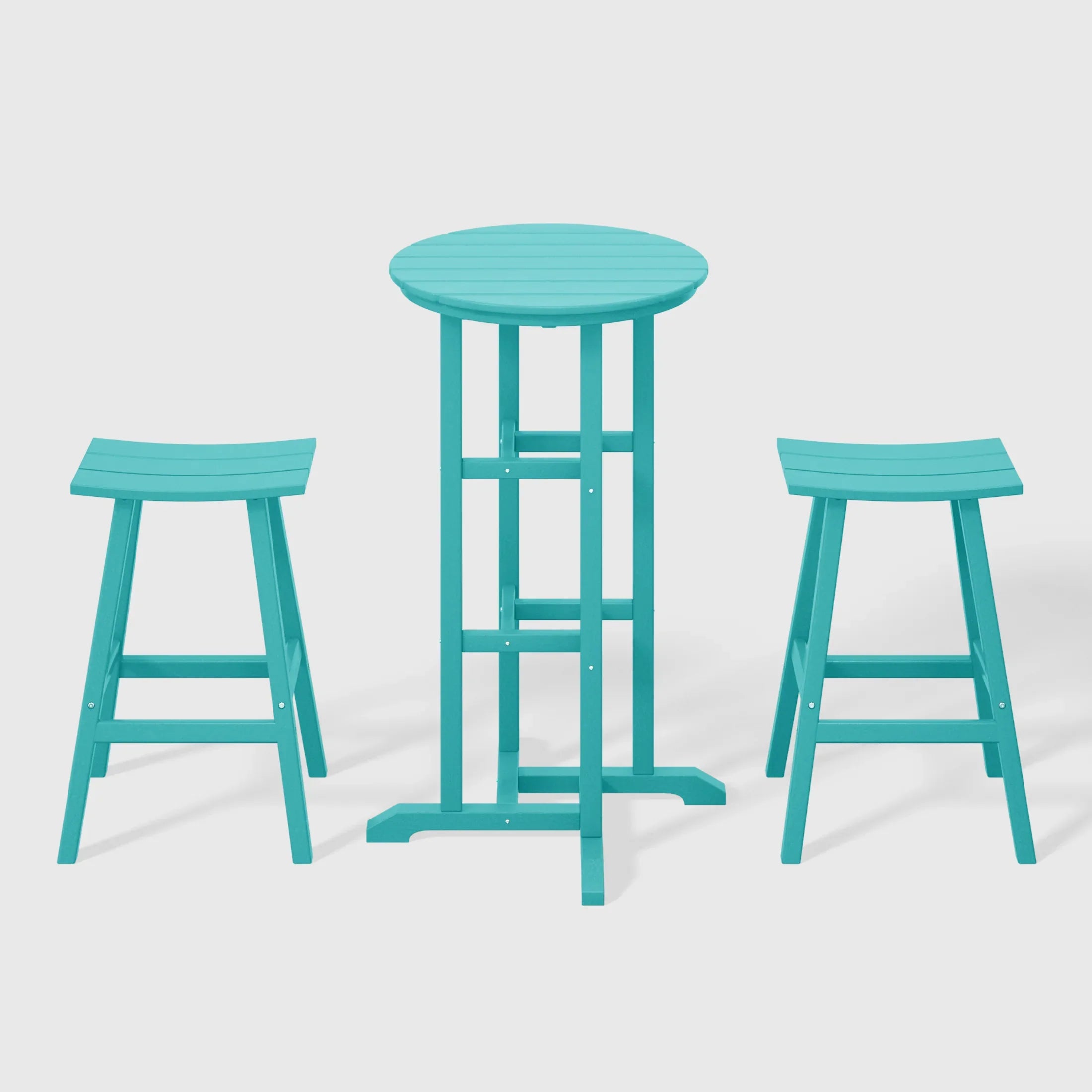 Paradise Outdoor Patio Bar Height Table and Bar Stool 3-Piece Dining Set
