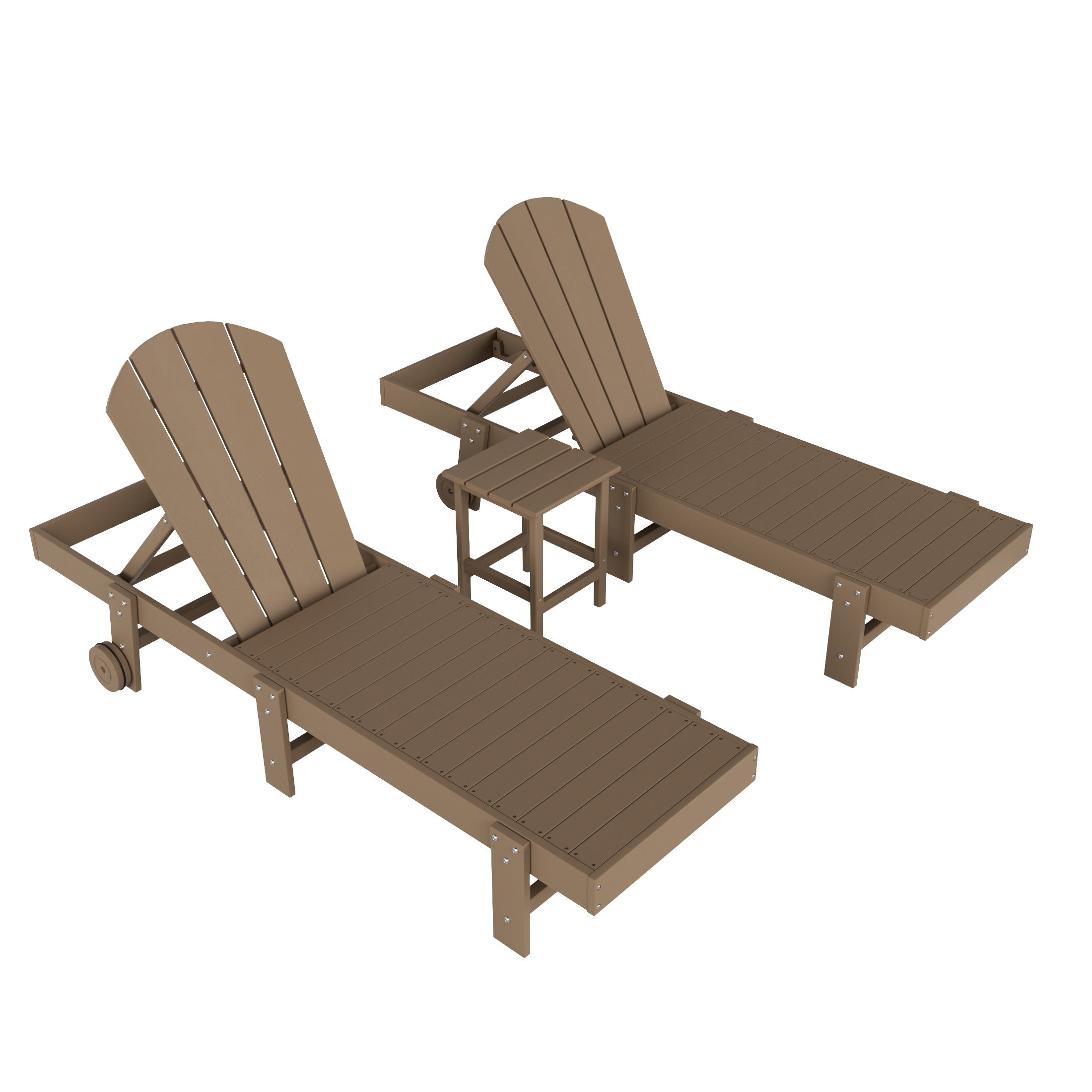 Paradise 3 Piece Poly Reclining Chaise Lounge With Wheels