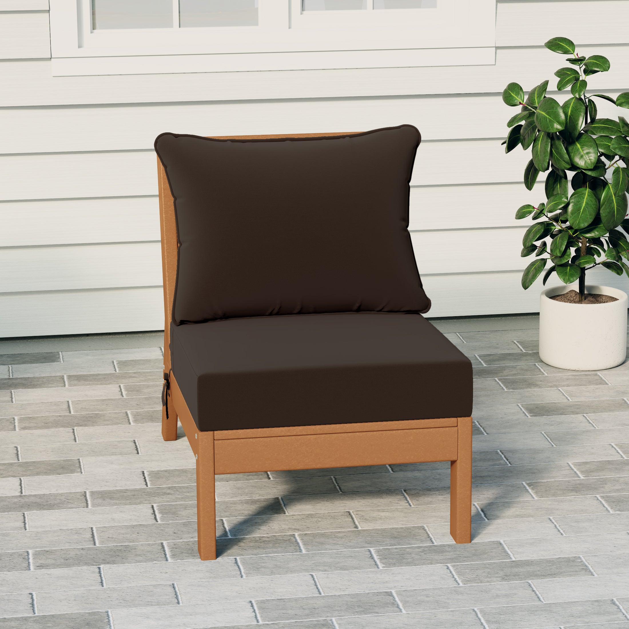 Portsmouth Outdoor HDPE Deep Seating Modular Armless Patio Chair with Patio Cushions