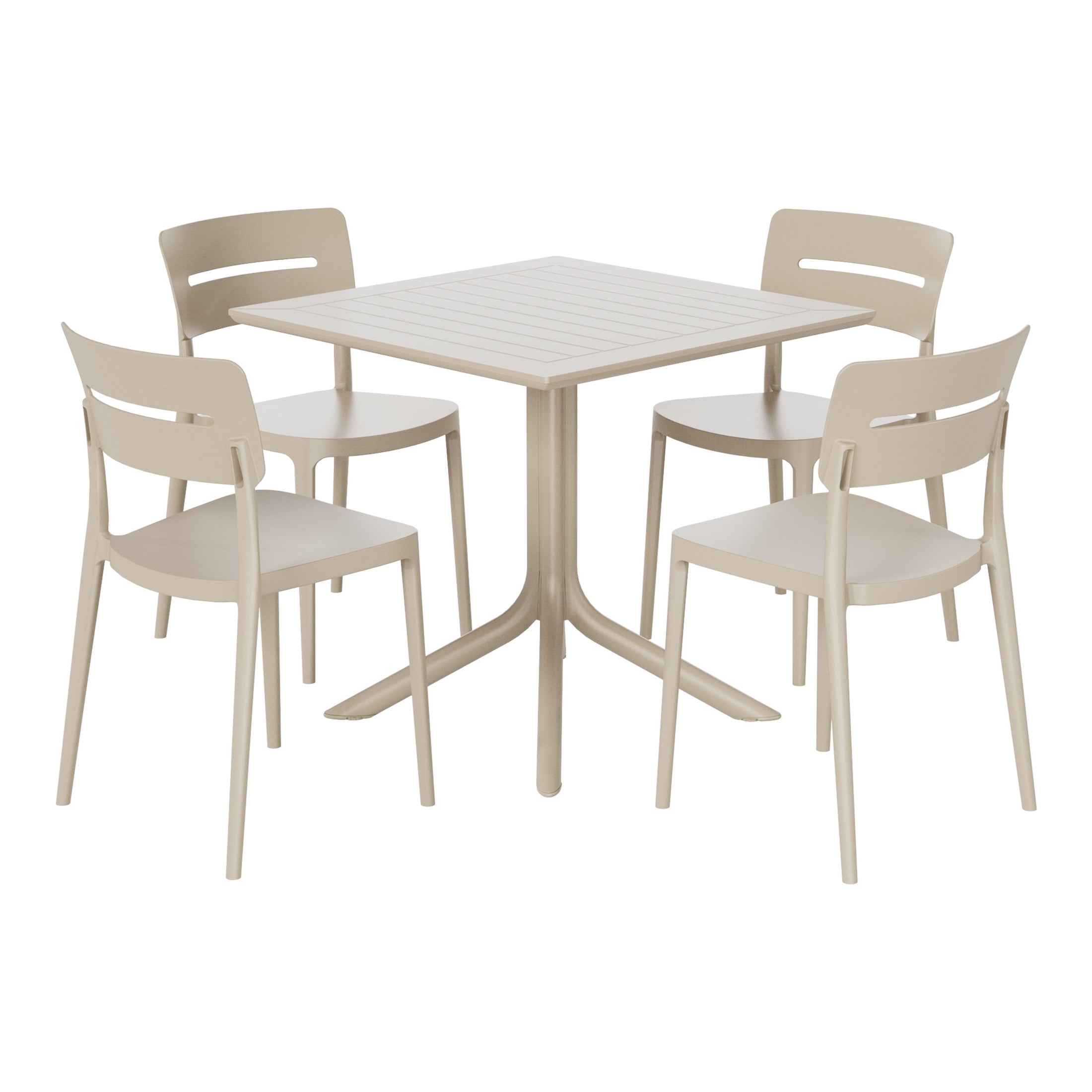 Sunshine Modern 5-Piece Resin Patio Dining Table Set with Stackable Patio Dining Chairs