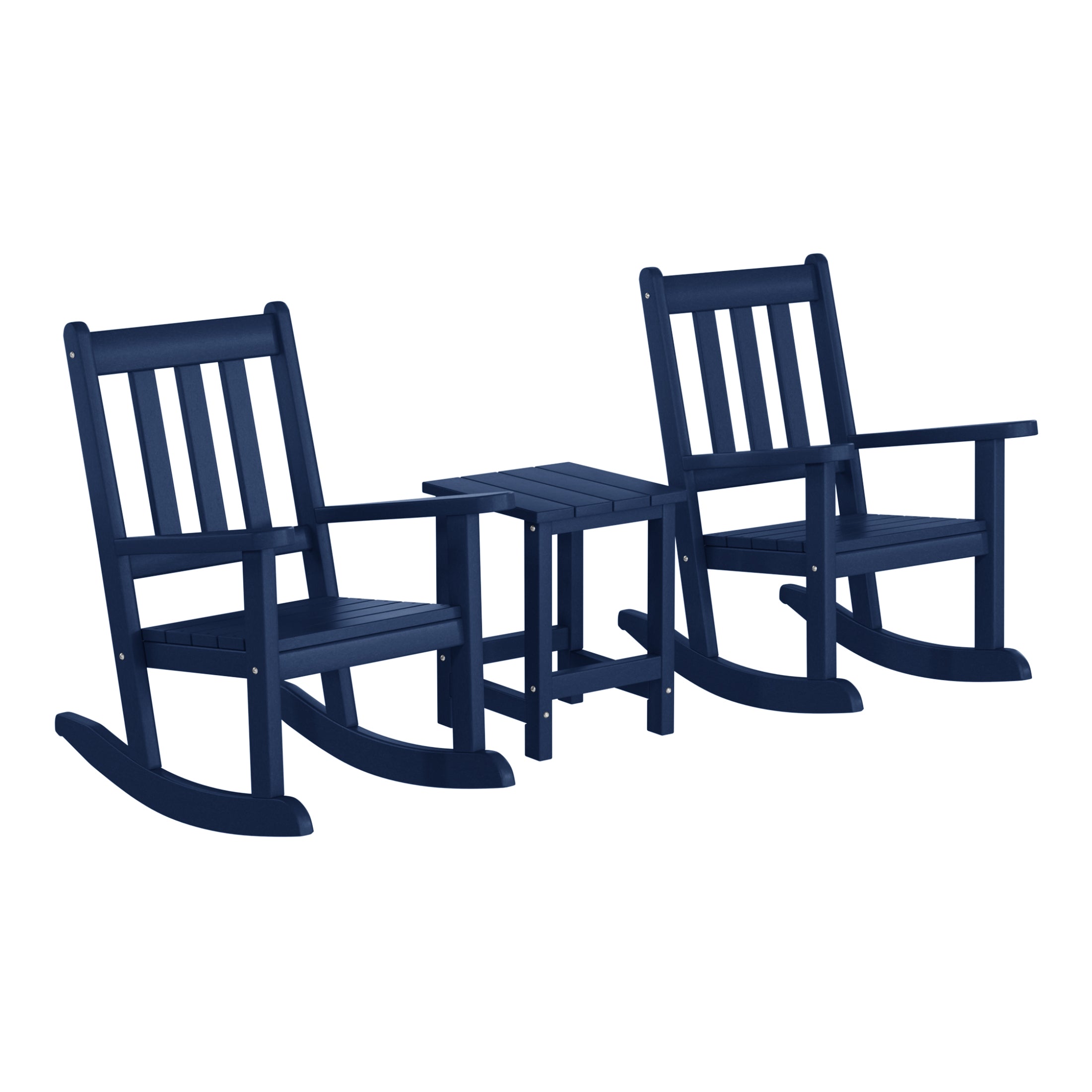 Paradise 3-Piece Kids Outdoor Rocking Chairs Set With Kids Square Side Table