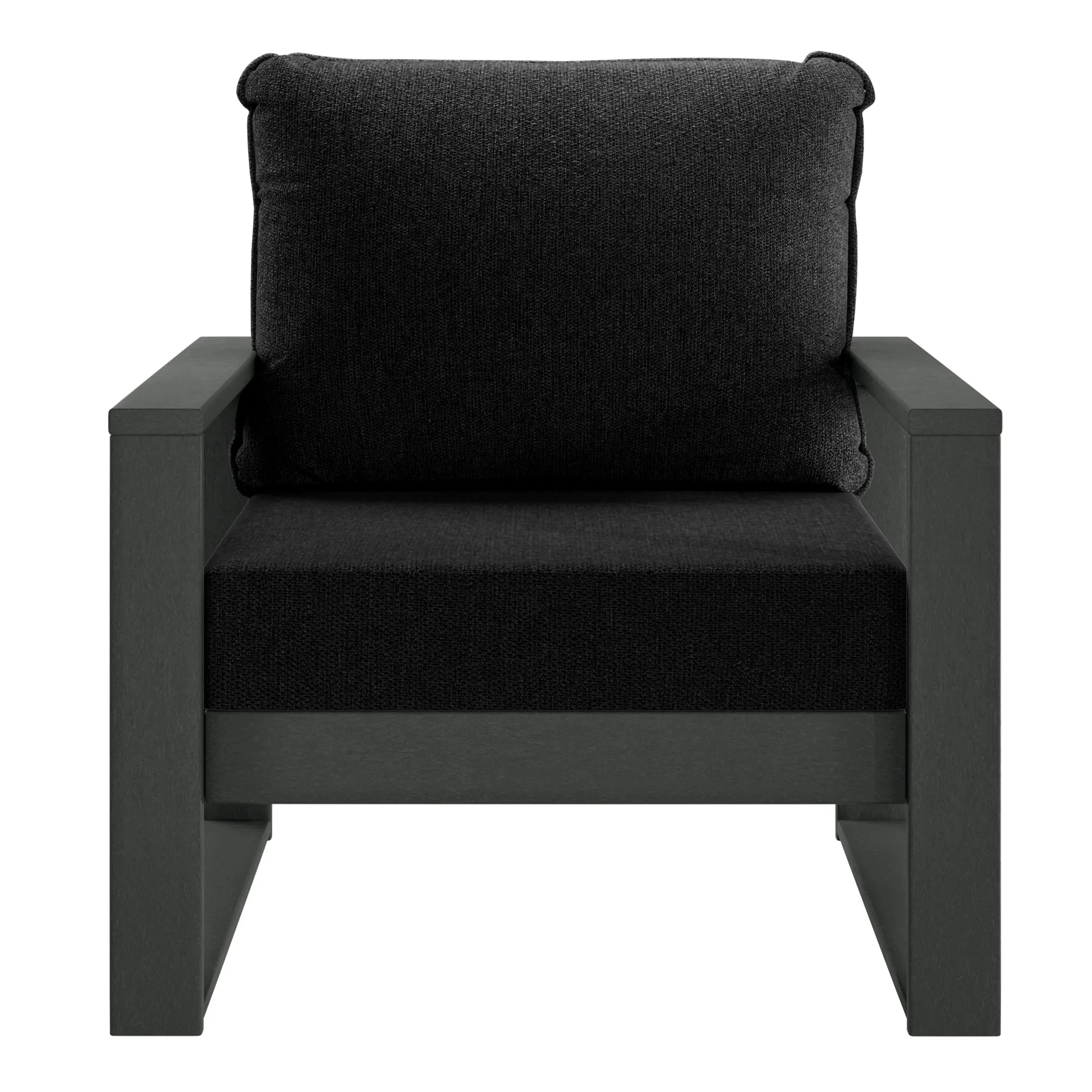 Rockaway Outdoor Modern HDPE Patio Club Chair with Waterproof Deep Seat Cushions