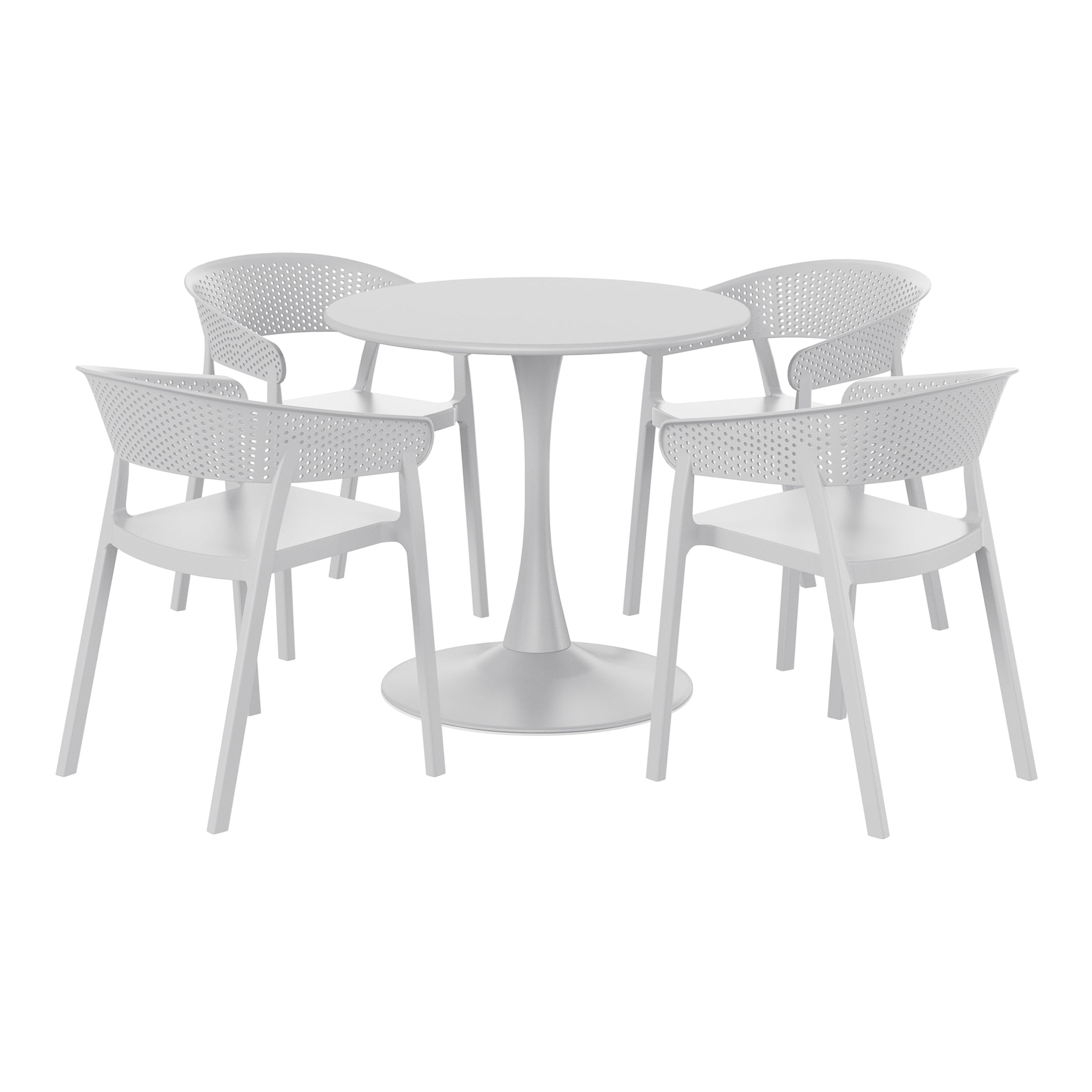 Sunshine 5-Piece Indoor Outdoor Metal Patio Dining Table Set With Stackable Patio Chairs