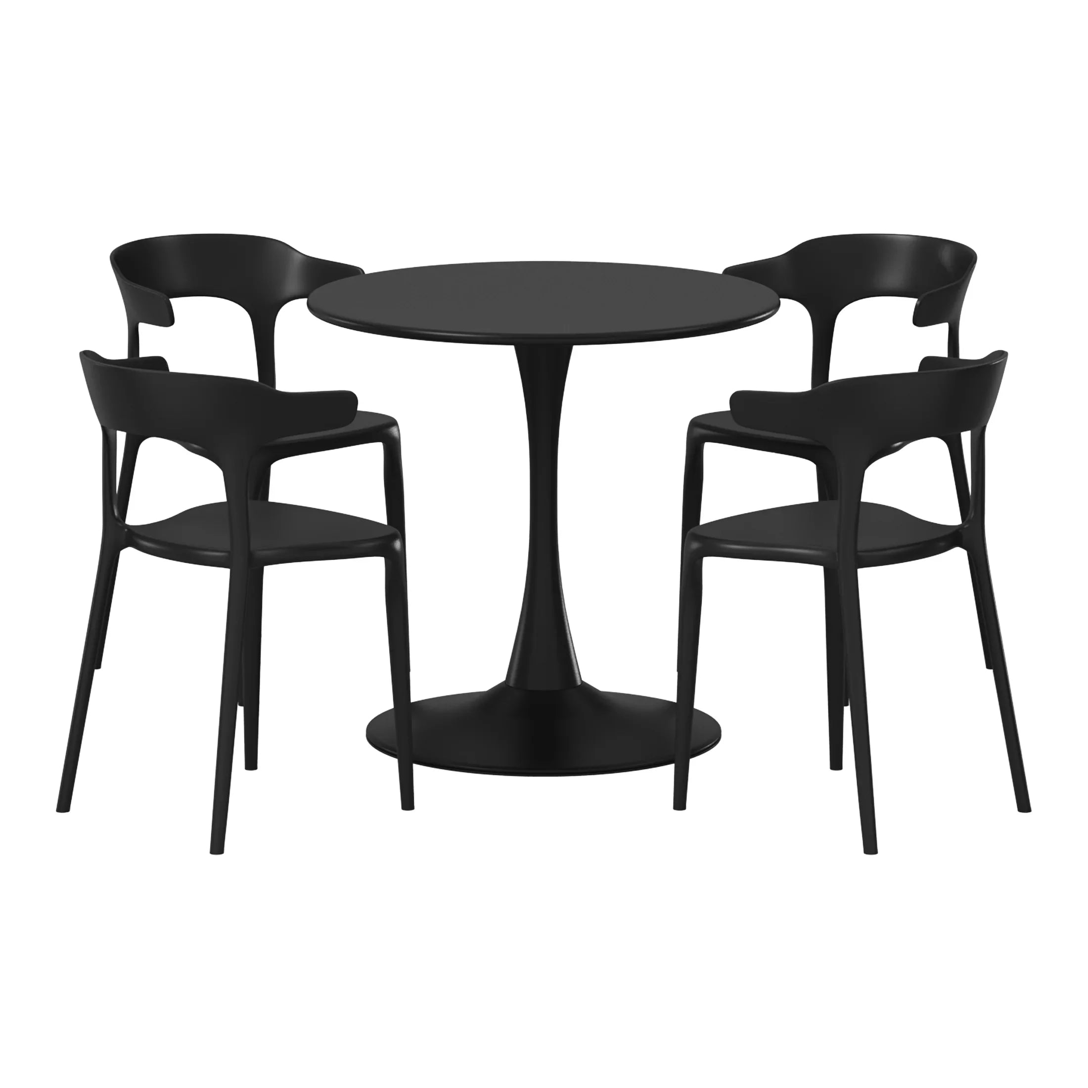 Sunshine 5-Piece Outdoor Metal Patio Dining Table Set With Stackable Patio Chairs