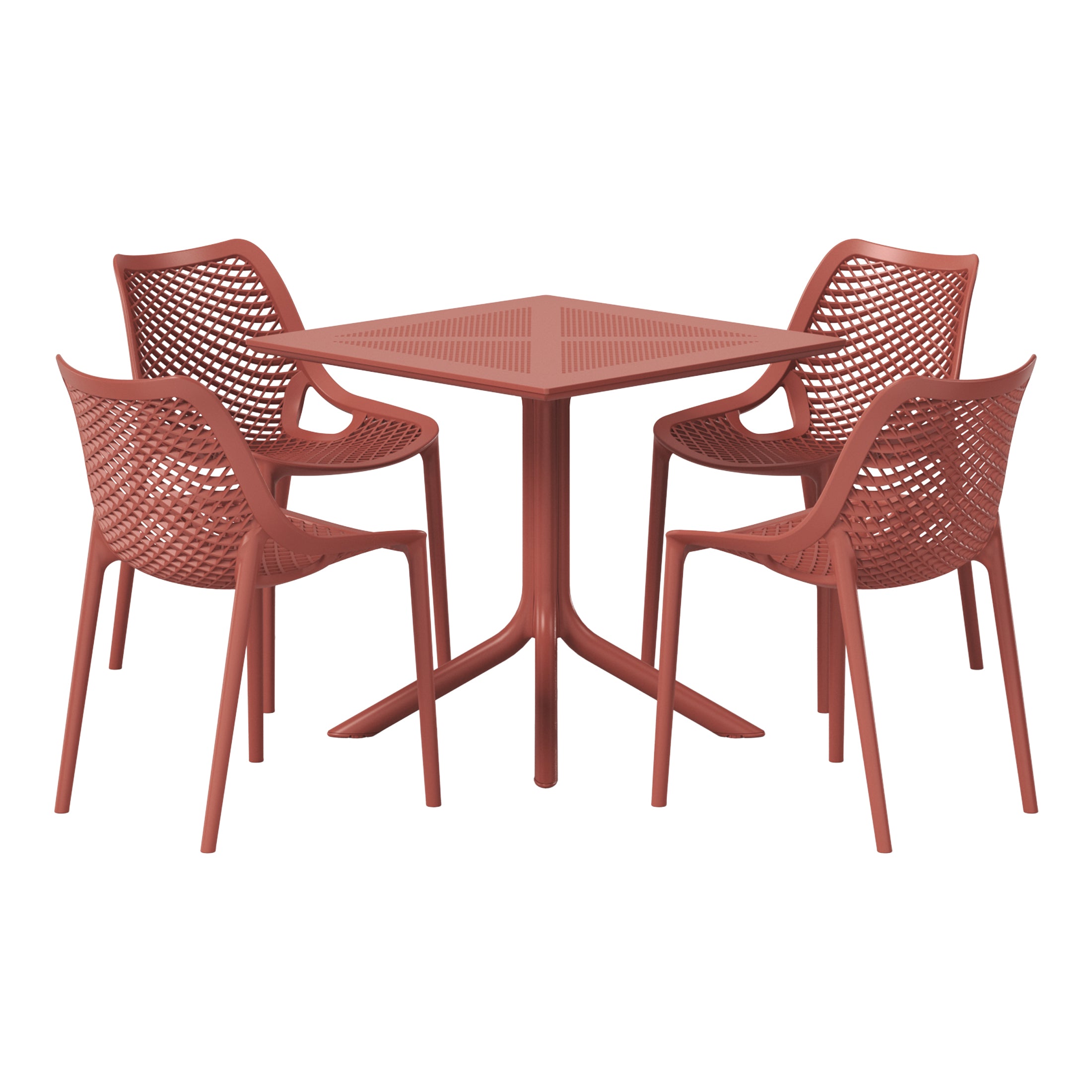 Sunshine 5-Piece Modern Square Patio Dining Table Set with Stackable Patio Dining Chairs