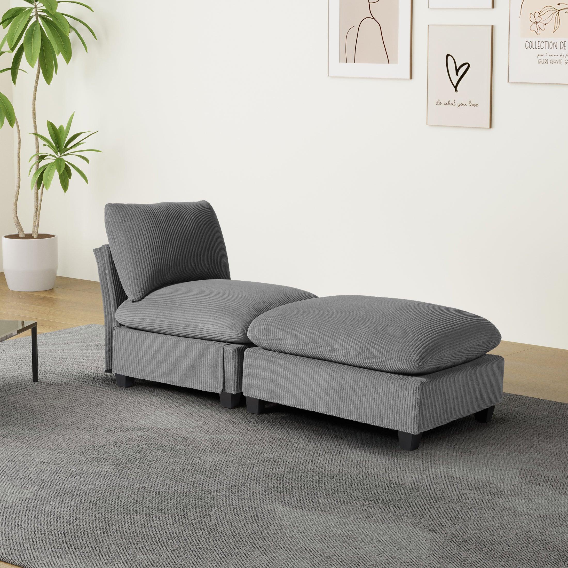 Ava 68.5" Corduroy Upholstered Indoor Chaise Lounge Chair