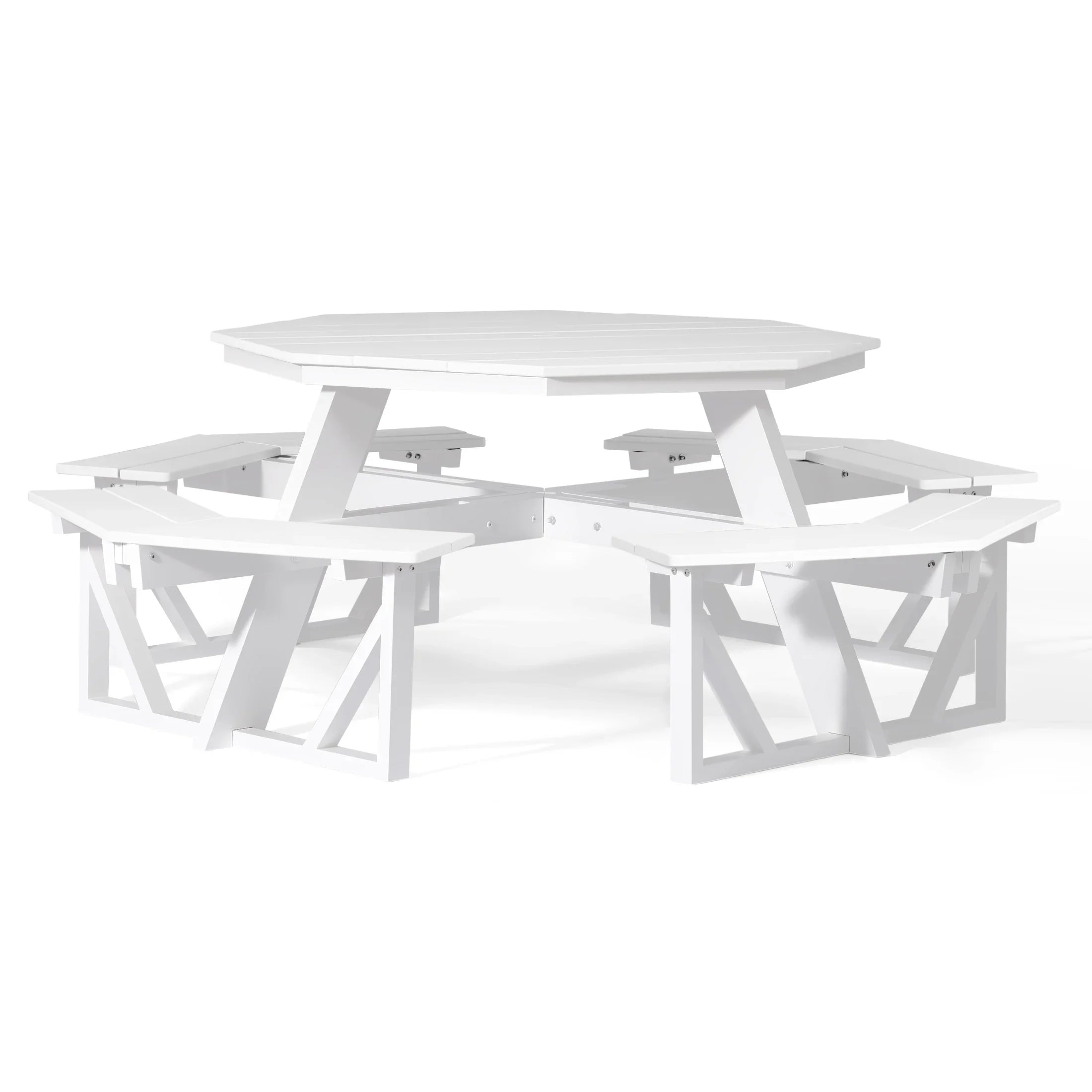 Macon Outdoor 48" HDPE 8-Person Patio Octagon Picnic Table