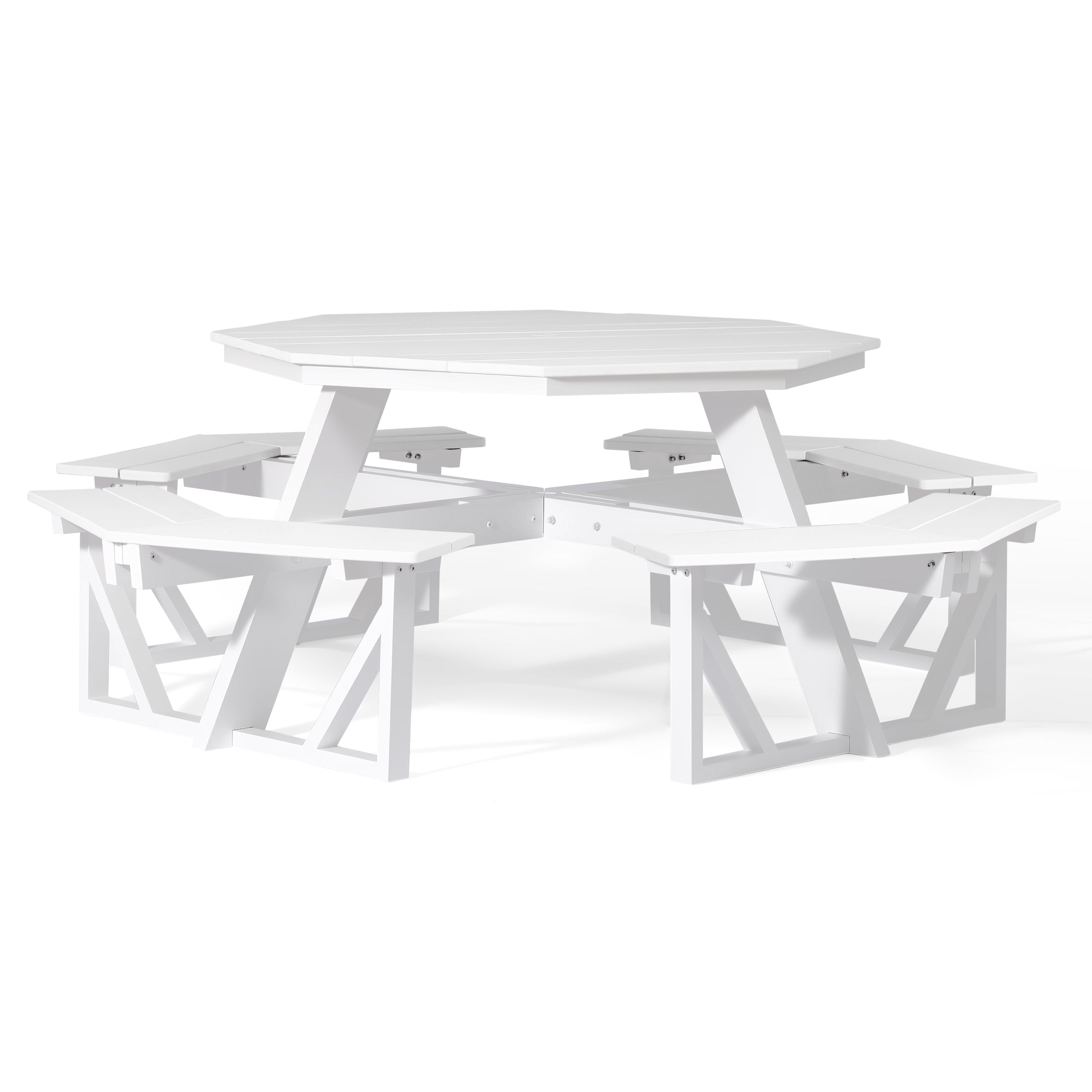 Macon Outdoor 48" HDPE 8-Person Patio Octagon Picnic Table