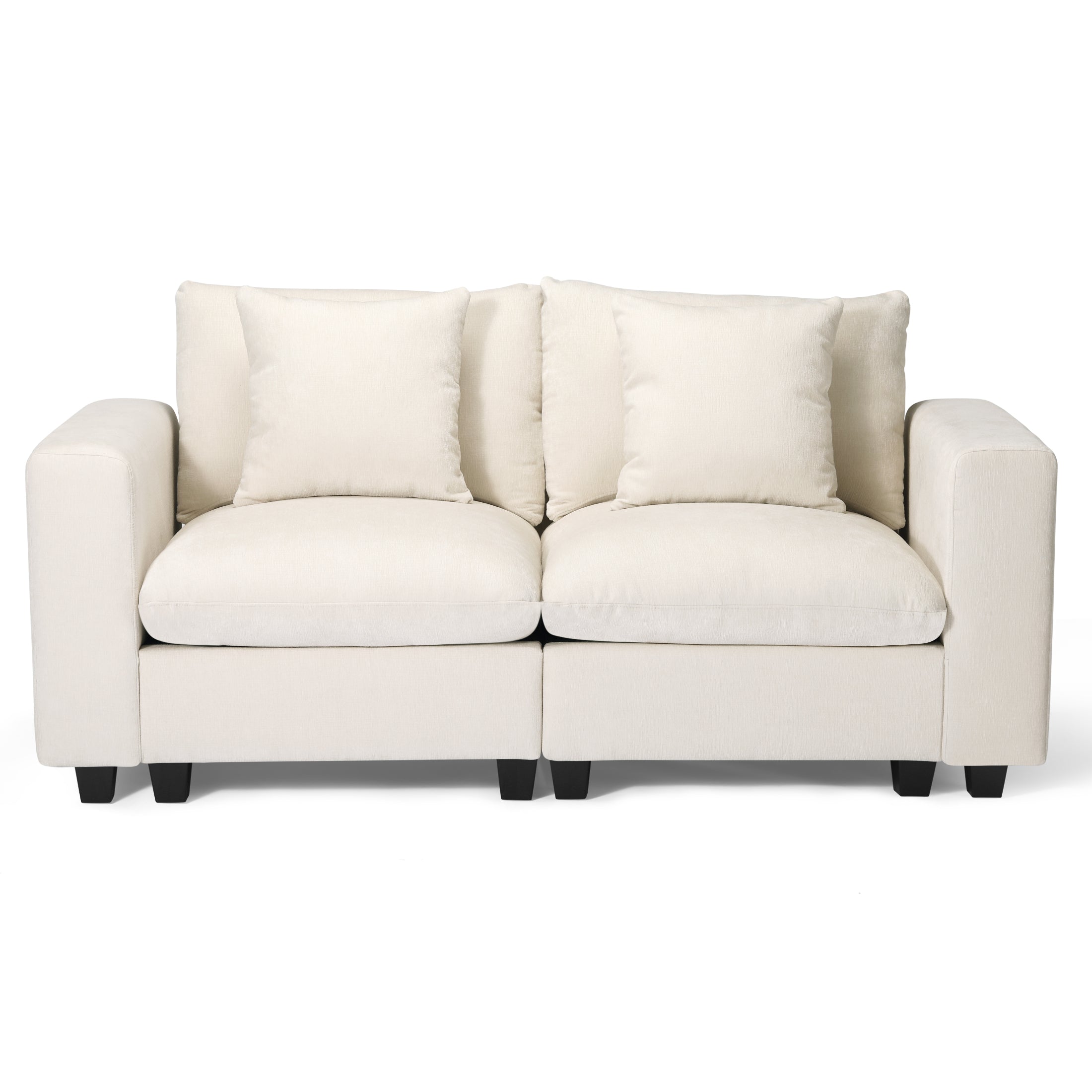Springfield 70" Modular Chenille Loveseat Sofa With USB/Type-C Ports and Side Pockets