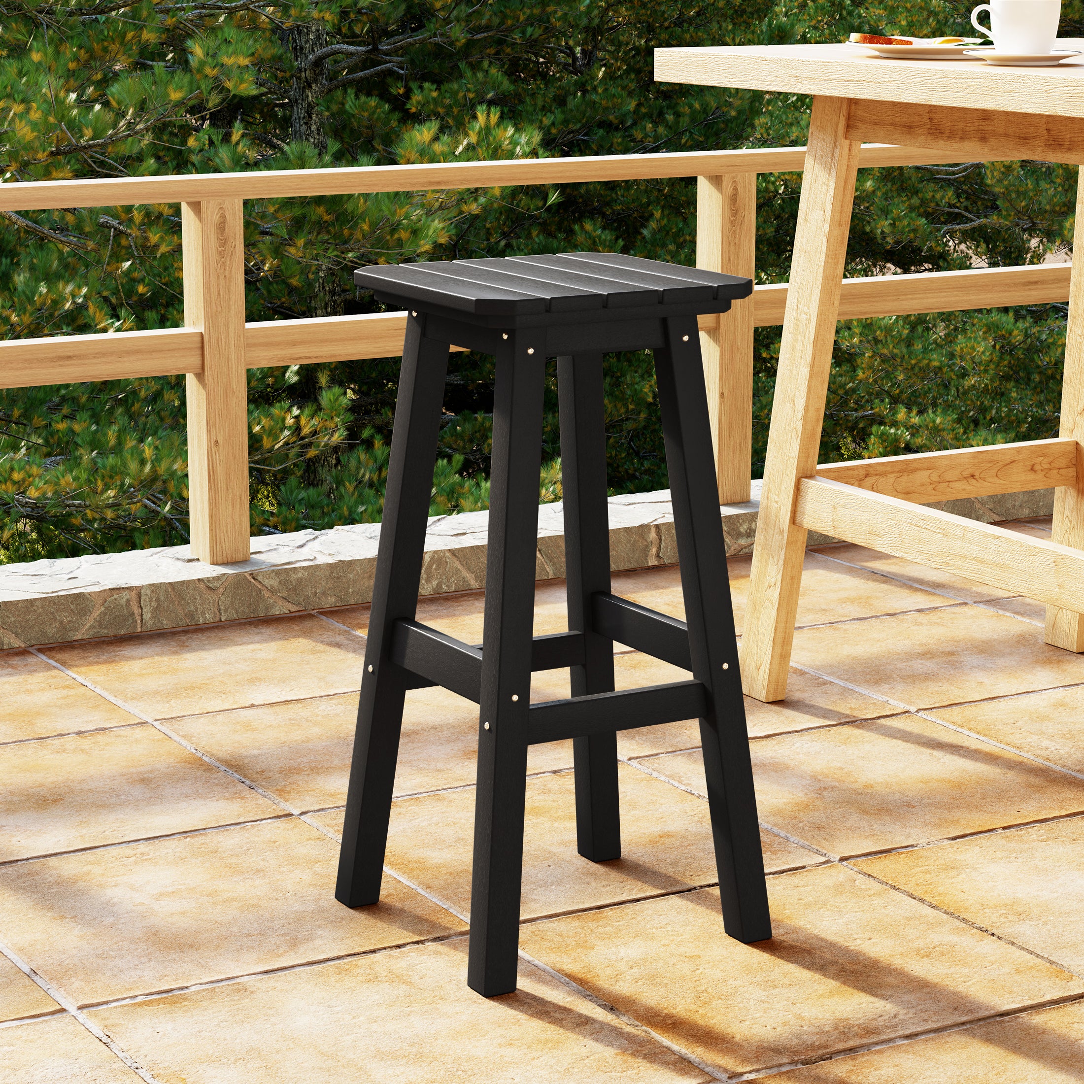 Paradise 29" HDPE Outdoor Patio Square Backless Bar Stool