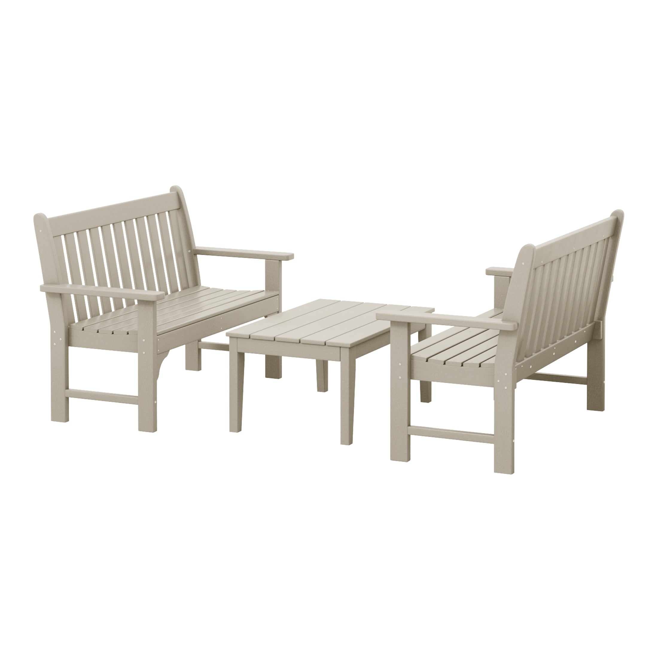 Paradise 3-Piece HDPE Outdoor Patio Furniture Couch and Coffee Table Set