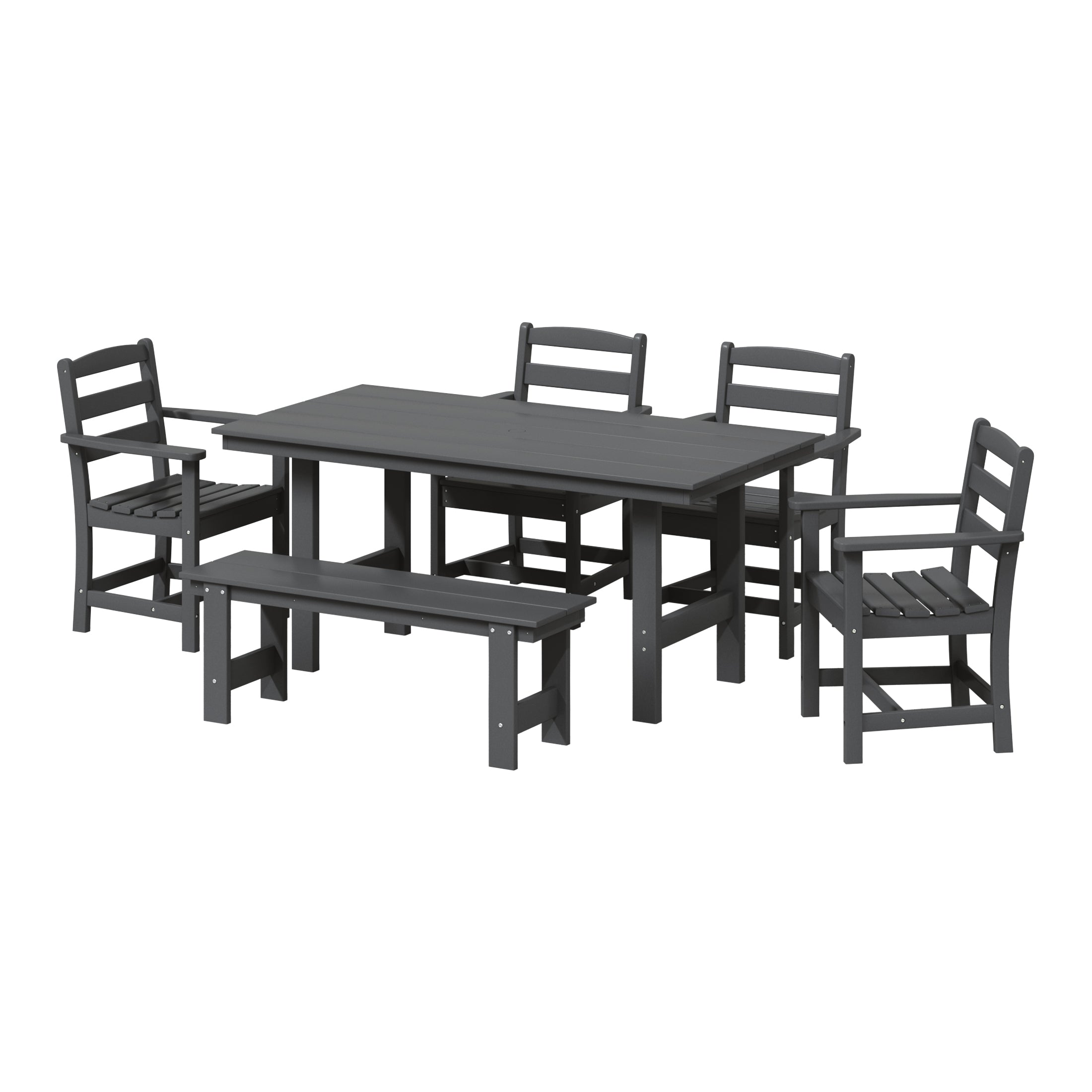 Palms 6-Piece Outdoor HDPE Patio Dining Table Set with Bench