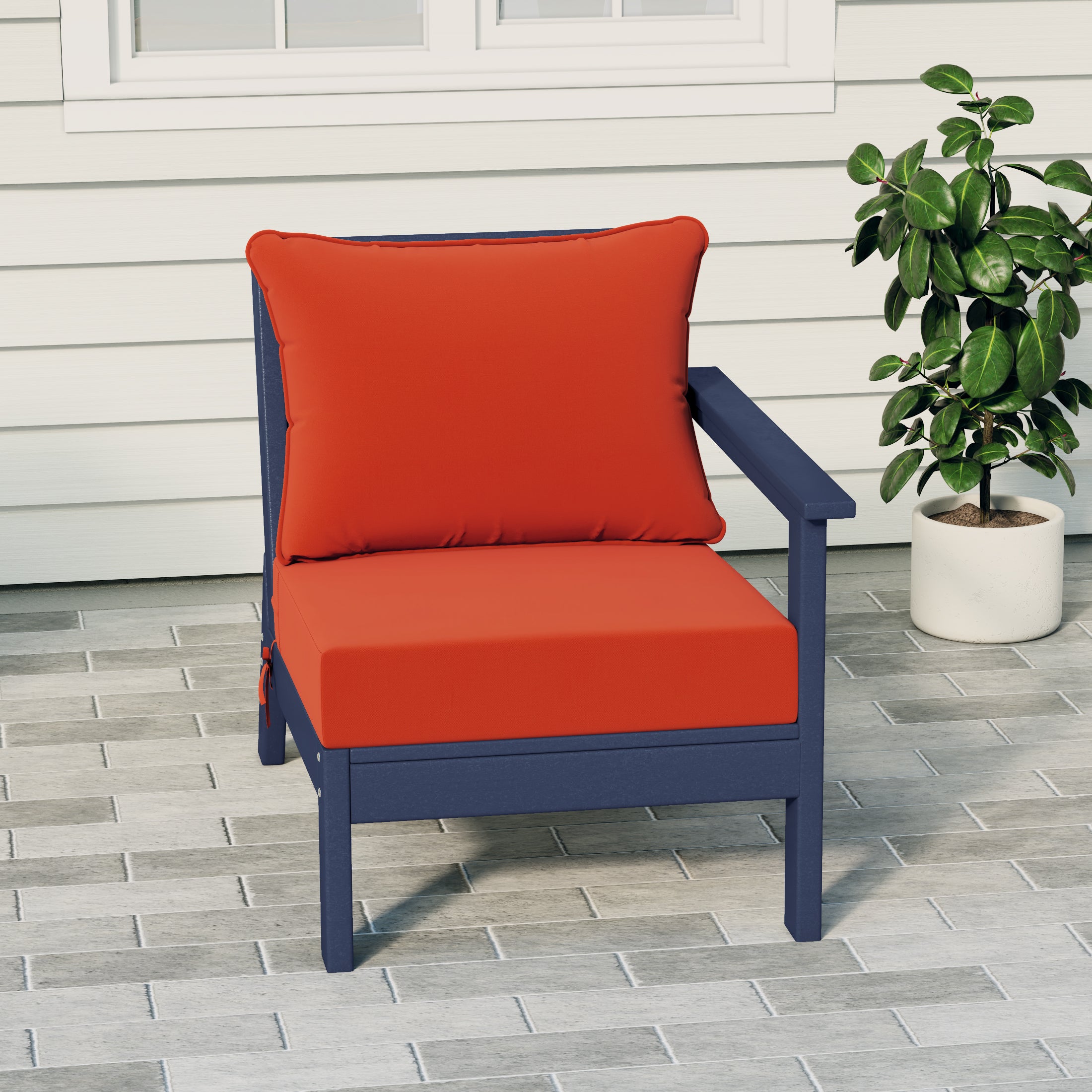 Portsmouth Outdoor Patio HDPE Right Arm Sectional Corner Club Chair with Patio Cushions