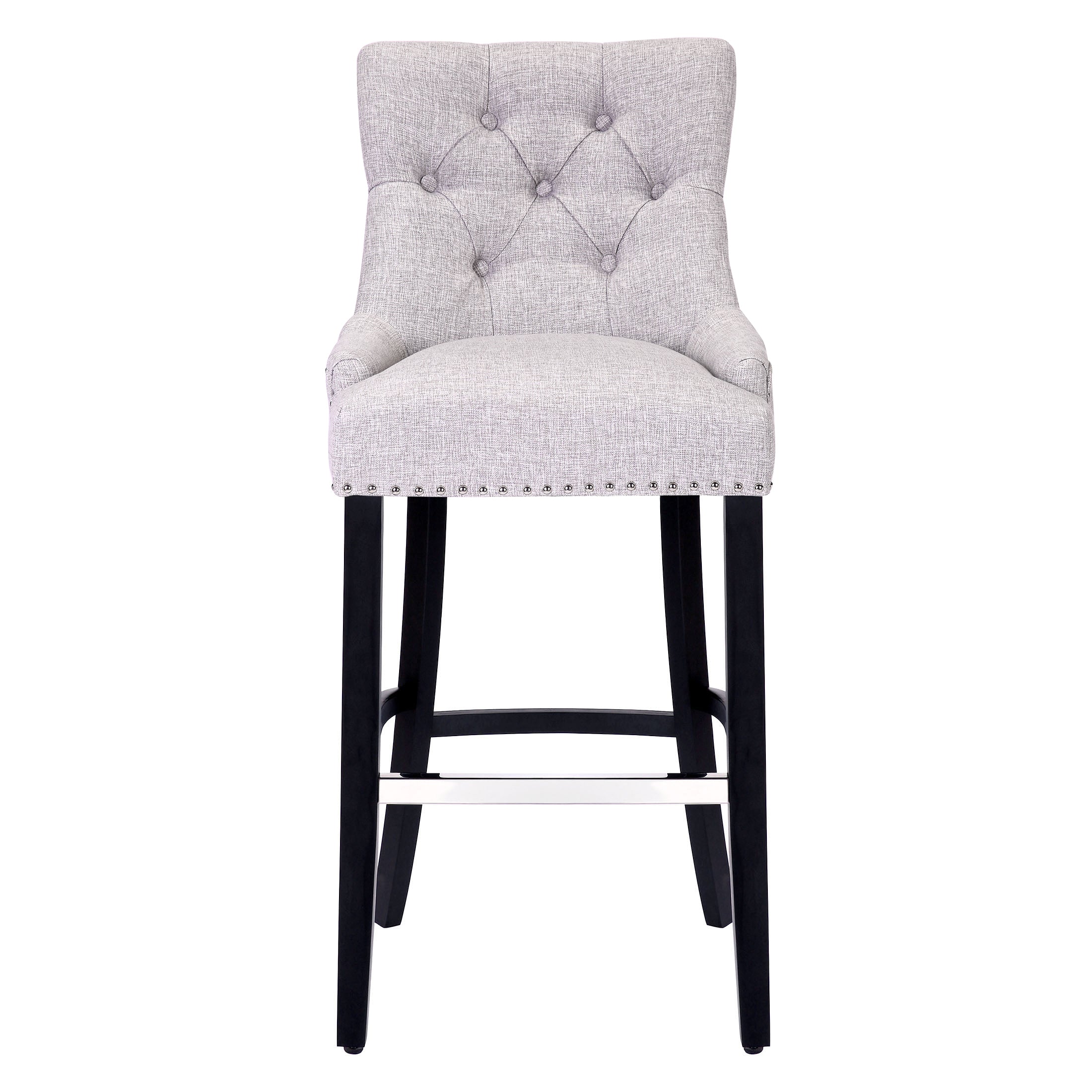 Bellmount 29" Upholstered Wood Bar Stool with Tufted Back