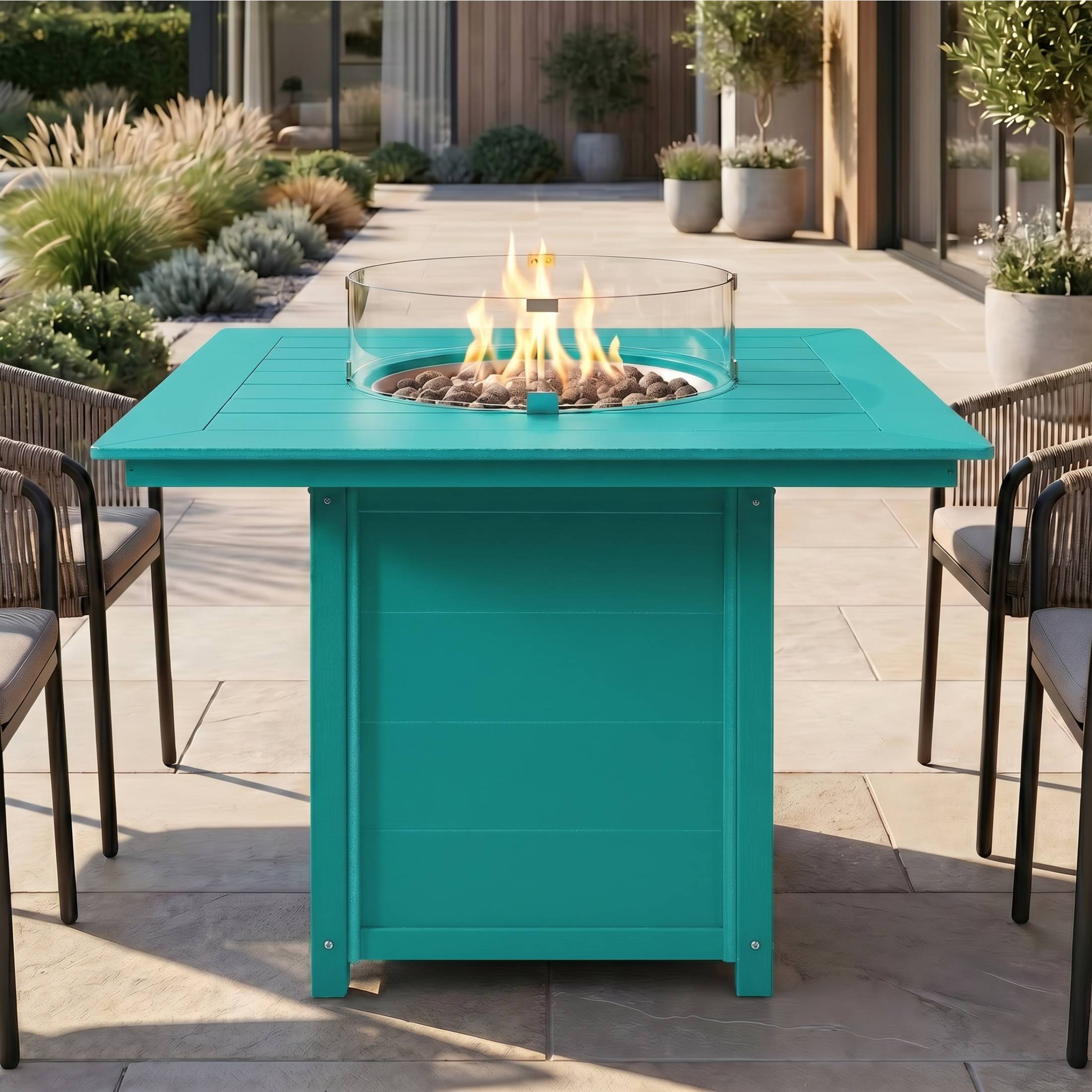 Sol 42" Modern Outdoor Patio Gas Propane Square Fire Pit Table