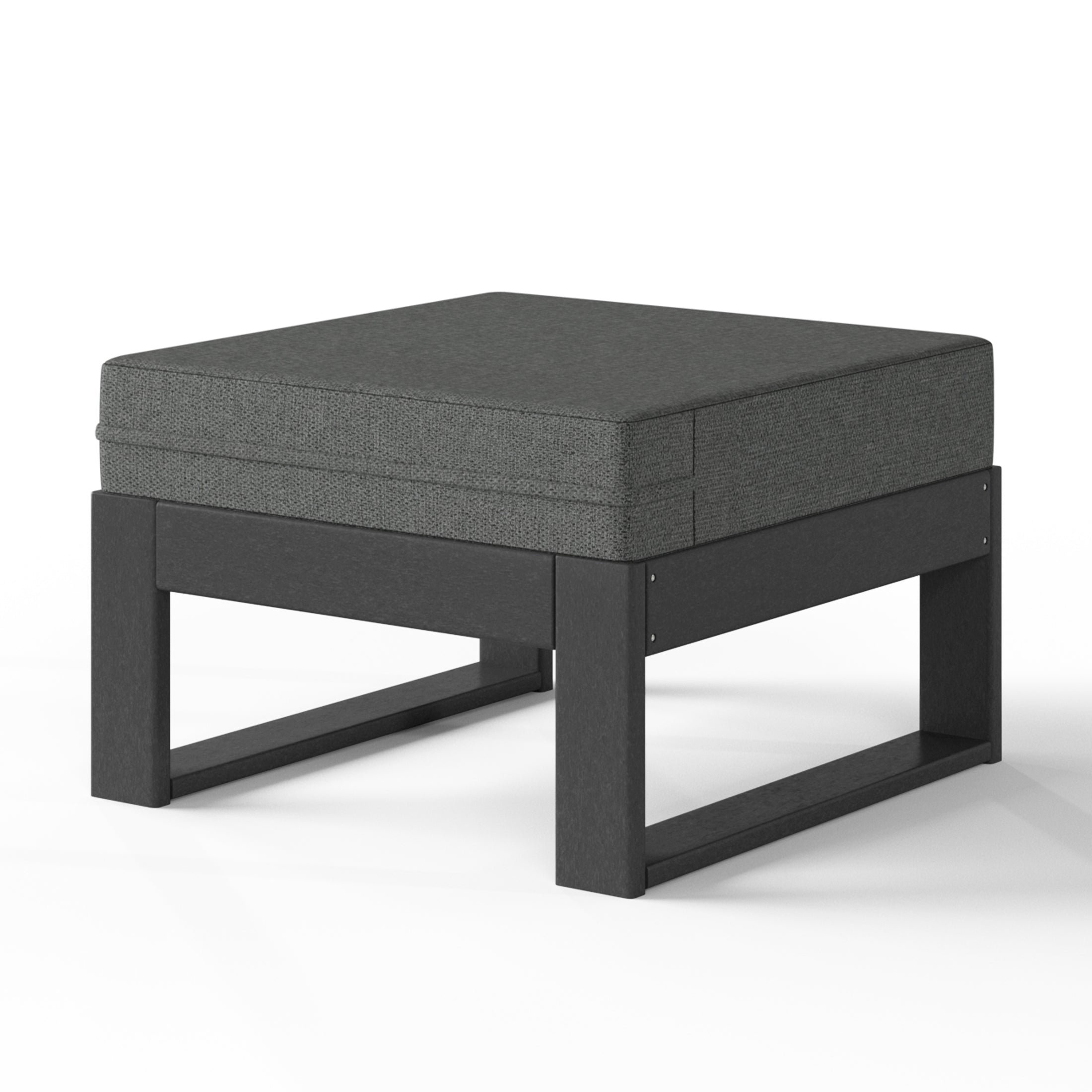 Rockaway Outdoor HDPE Patio Ottoman with Waterproof Olefin Cushions