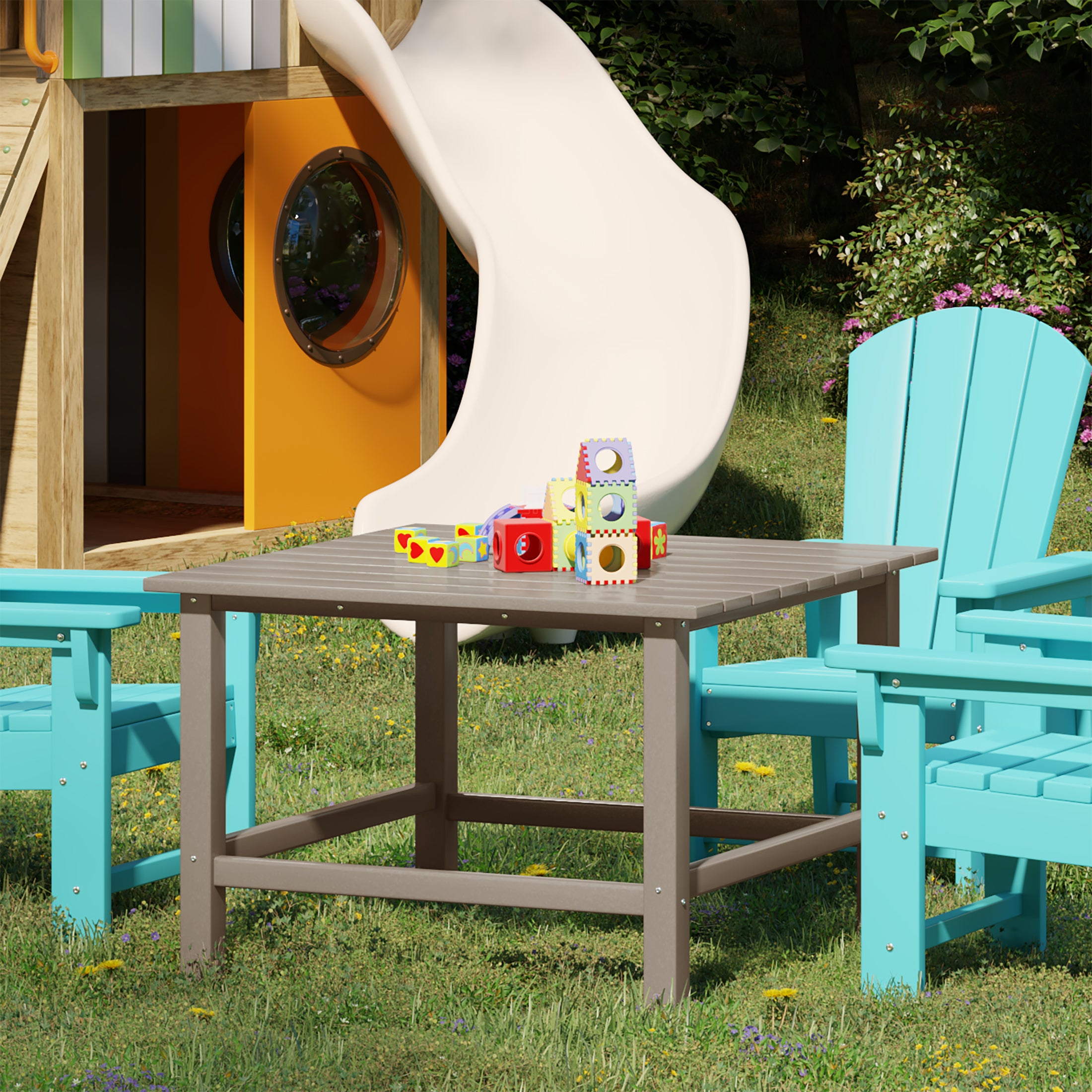 Paradise Kids Outdoor Patio Furniture HDPE Square Dining Table