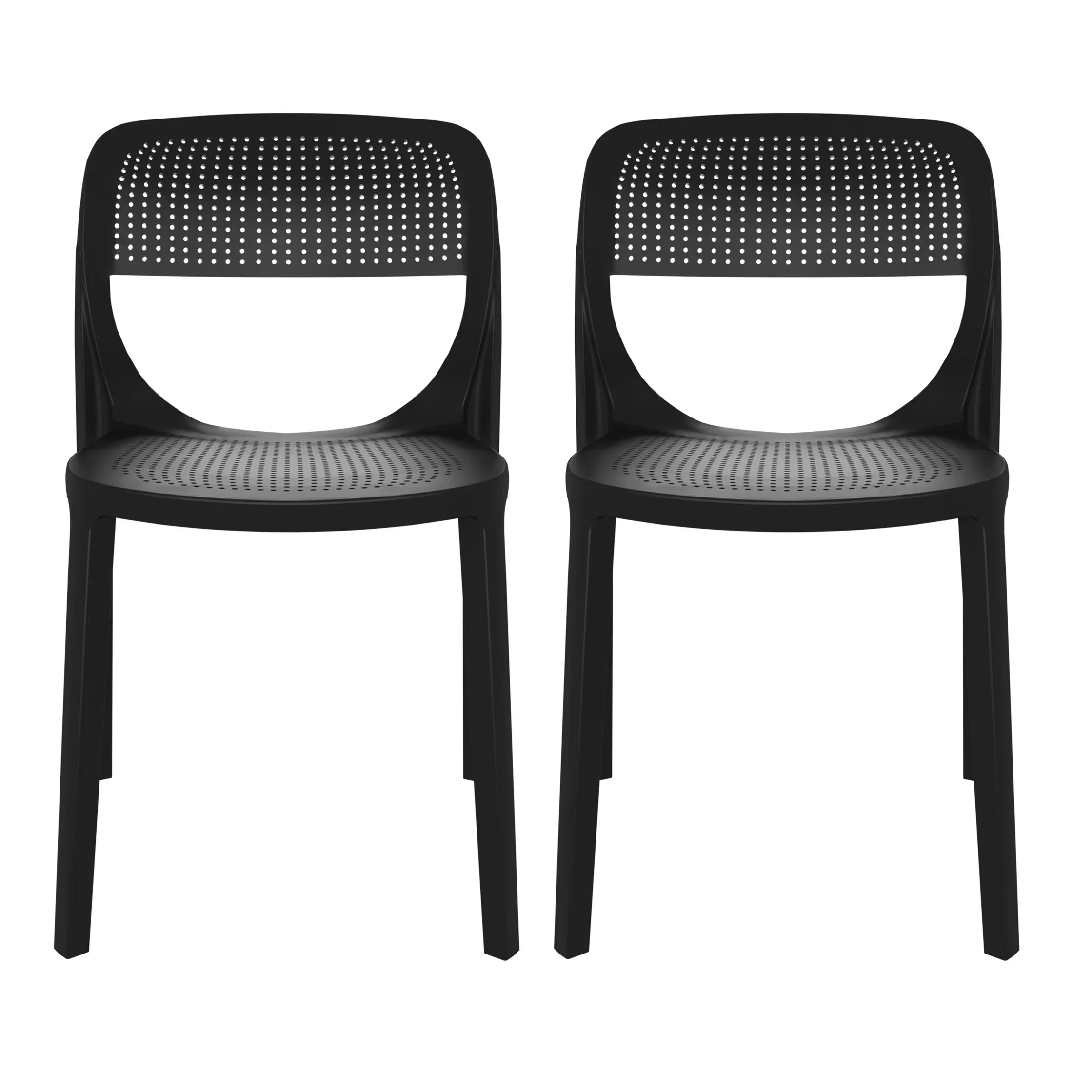 Sunshine Modern Stackable Plastic Resin Patio Dining Side Chair (Set of 2)