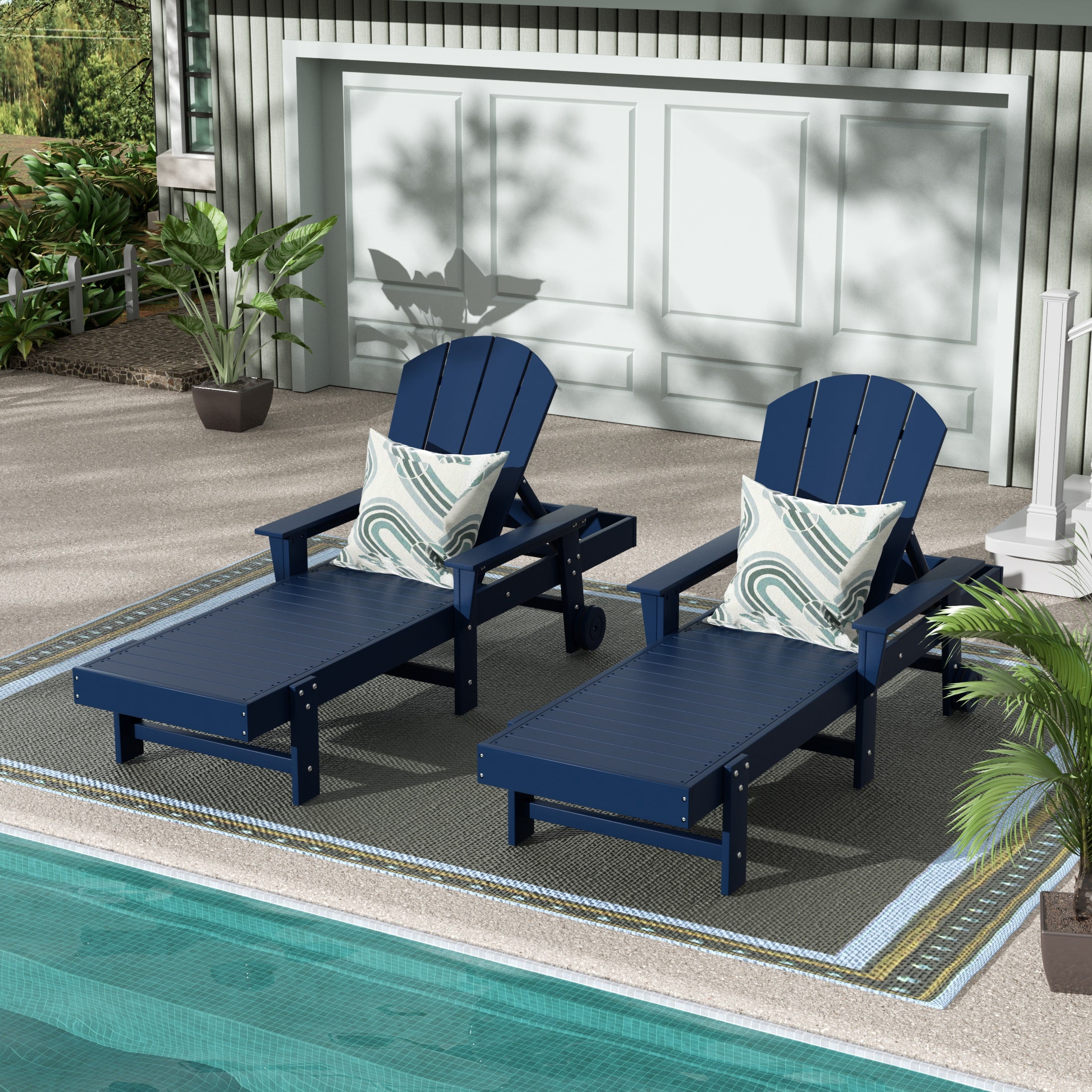 Paradise 2 Piece Reclining Chaise Lounge With Arms & Wheels