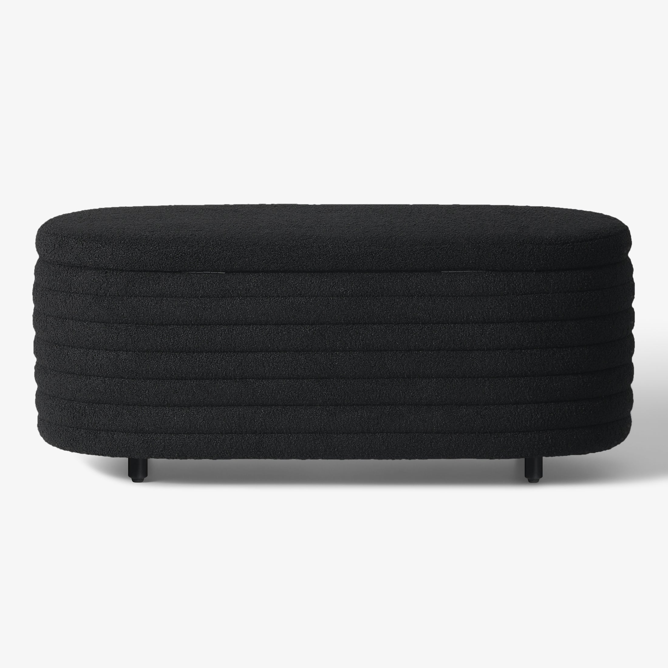 Celine 42" Wide Mid-Century Modern Upholstered Teddy Sherpa Tufted Oval Storage Ottoman Bench